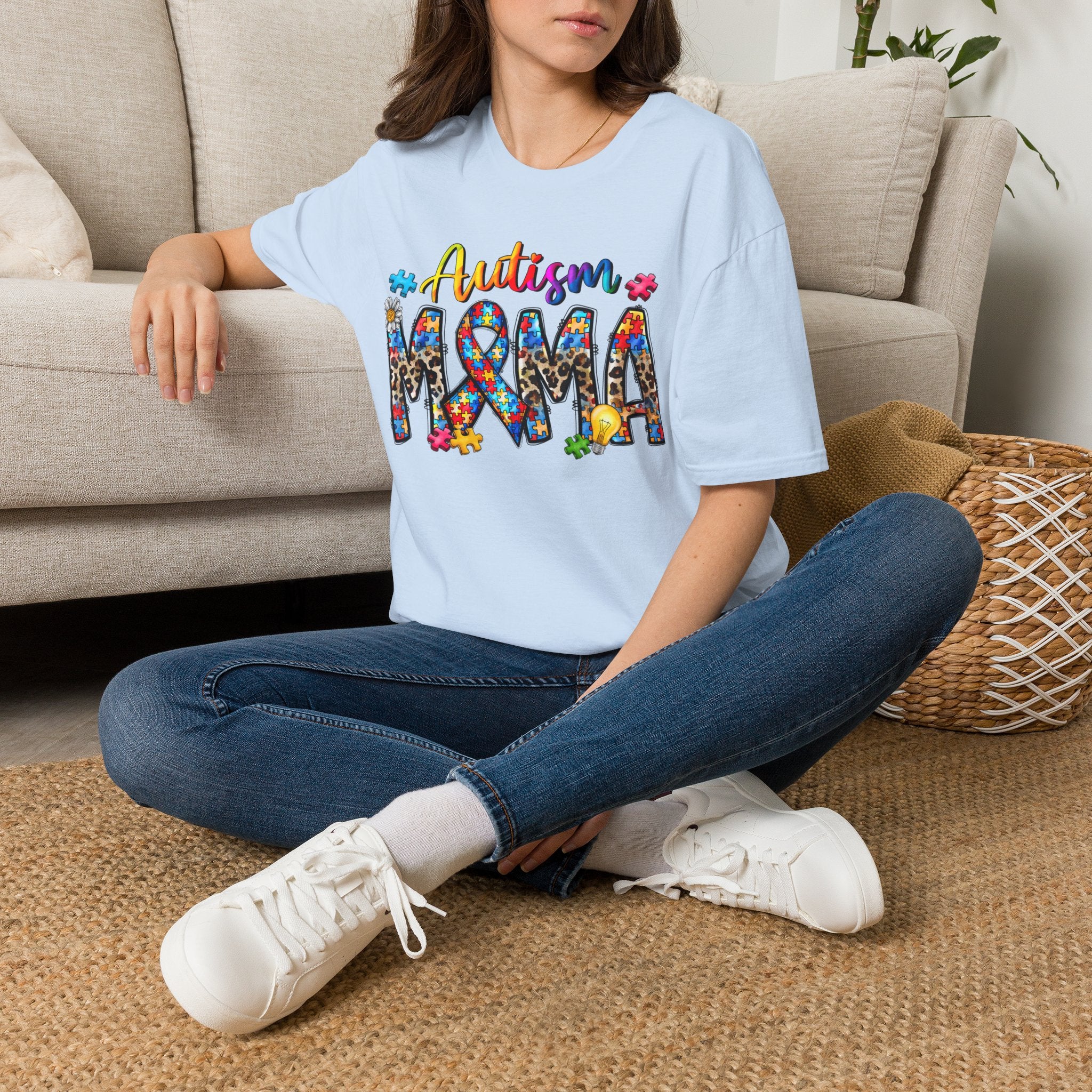 Autism Mama T-Shirt - Colorful Puzzle Ribbon Support Tee