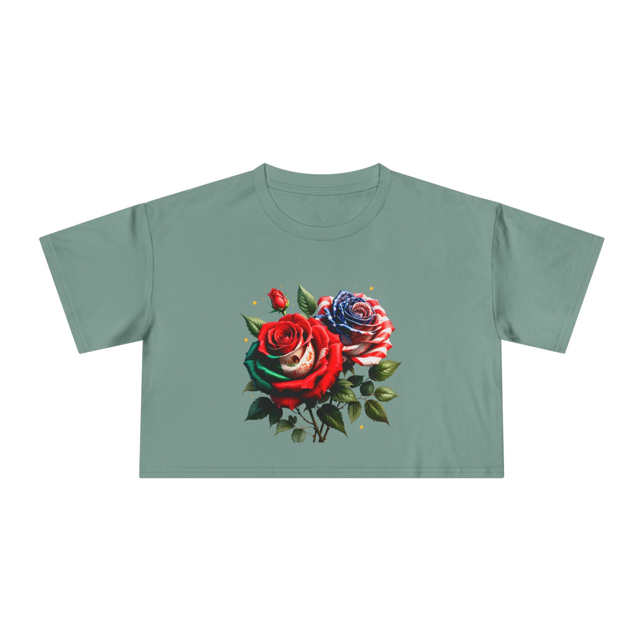 Rose Bouquet Crop Tee — Floral Vintage Rose Graphic Women's Crop Top
