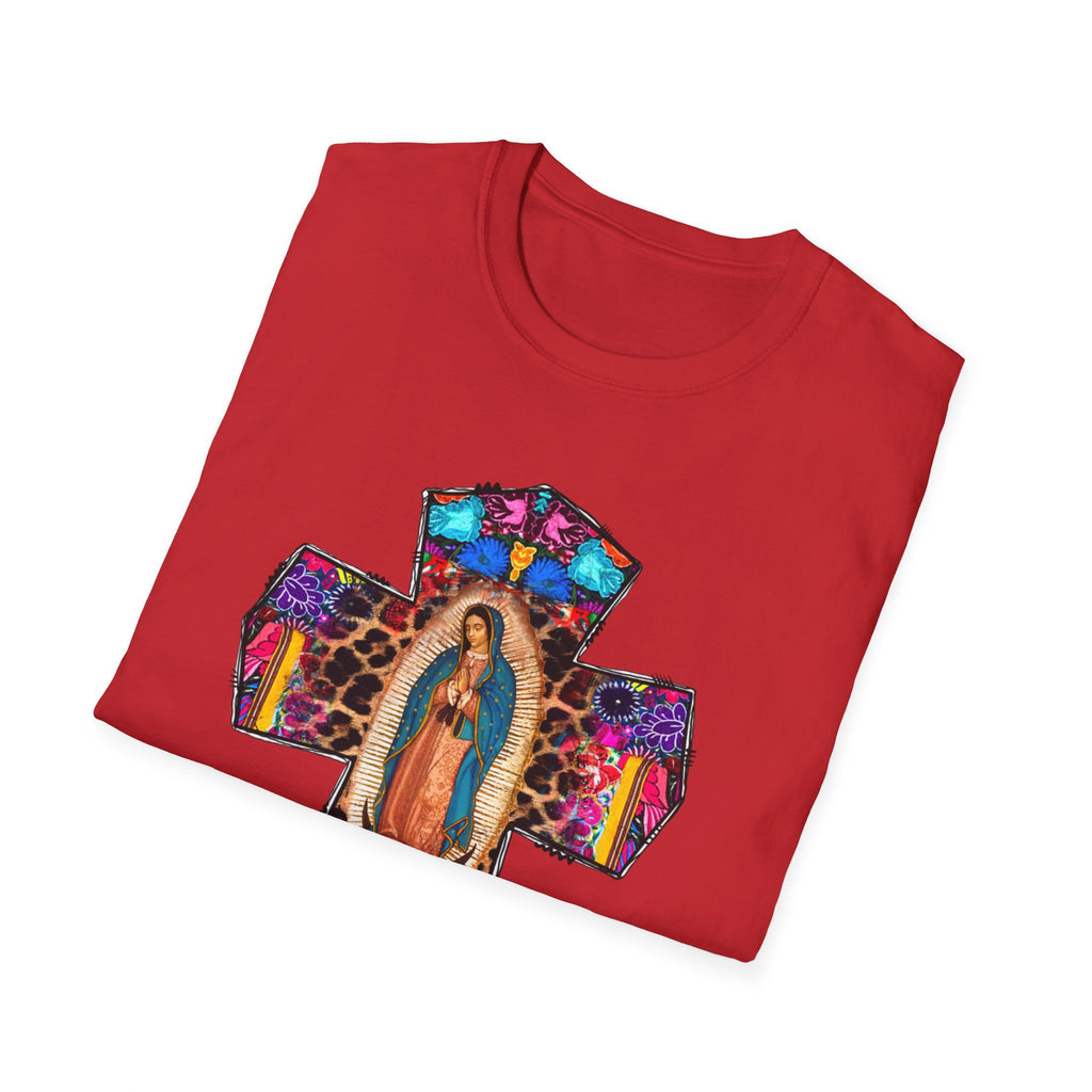 Our Lady of Guadalupe Cross T-Shirt | Religious Mexican Folk Art