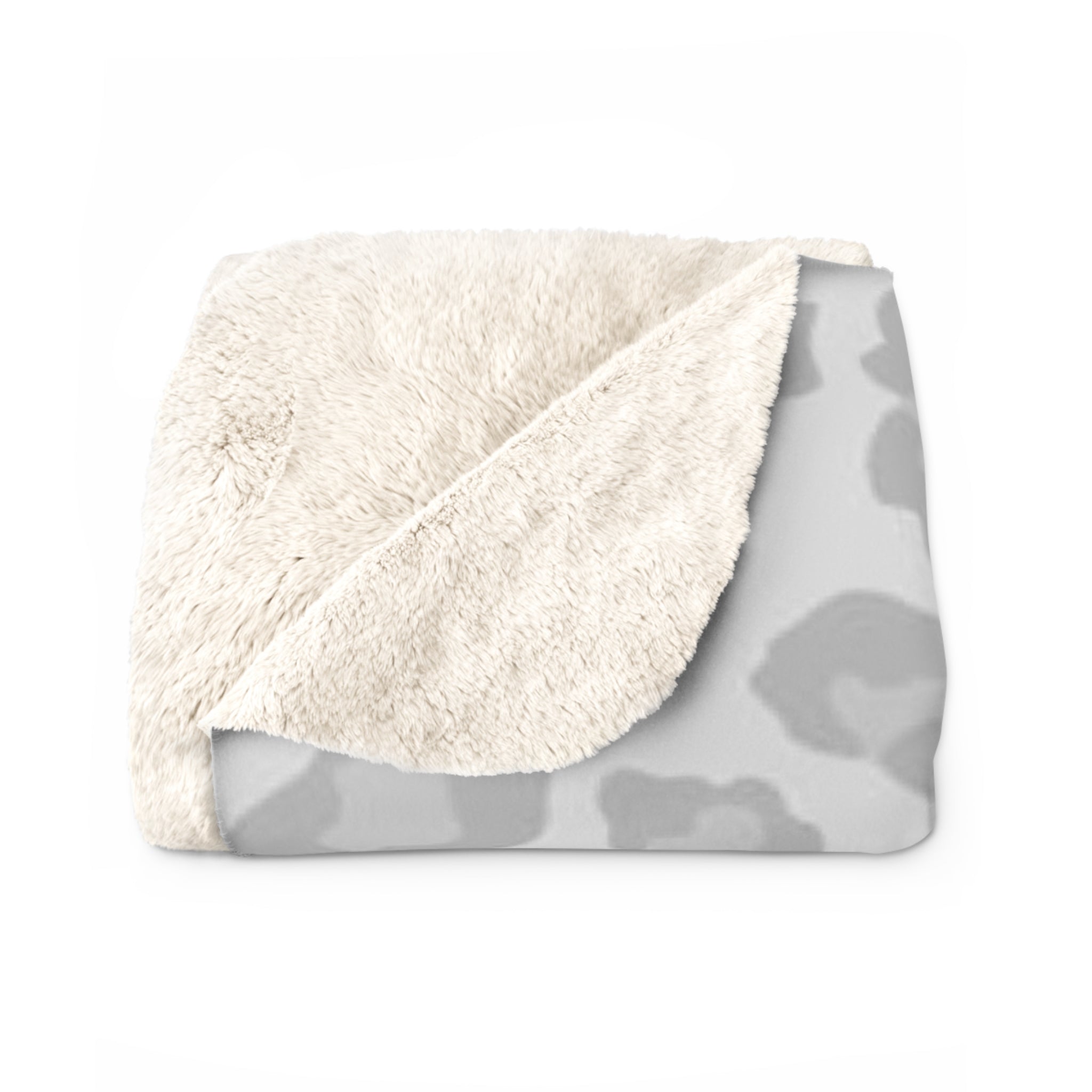 Gray Leopard Print Sherpa Blanket
