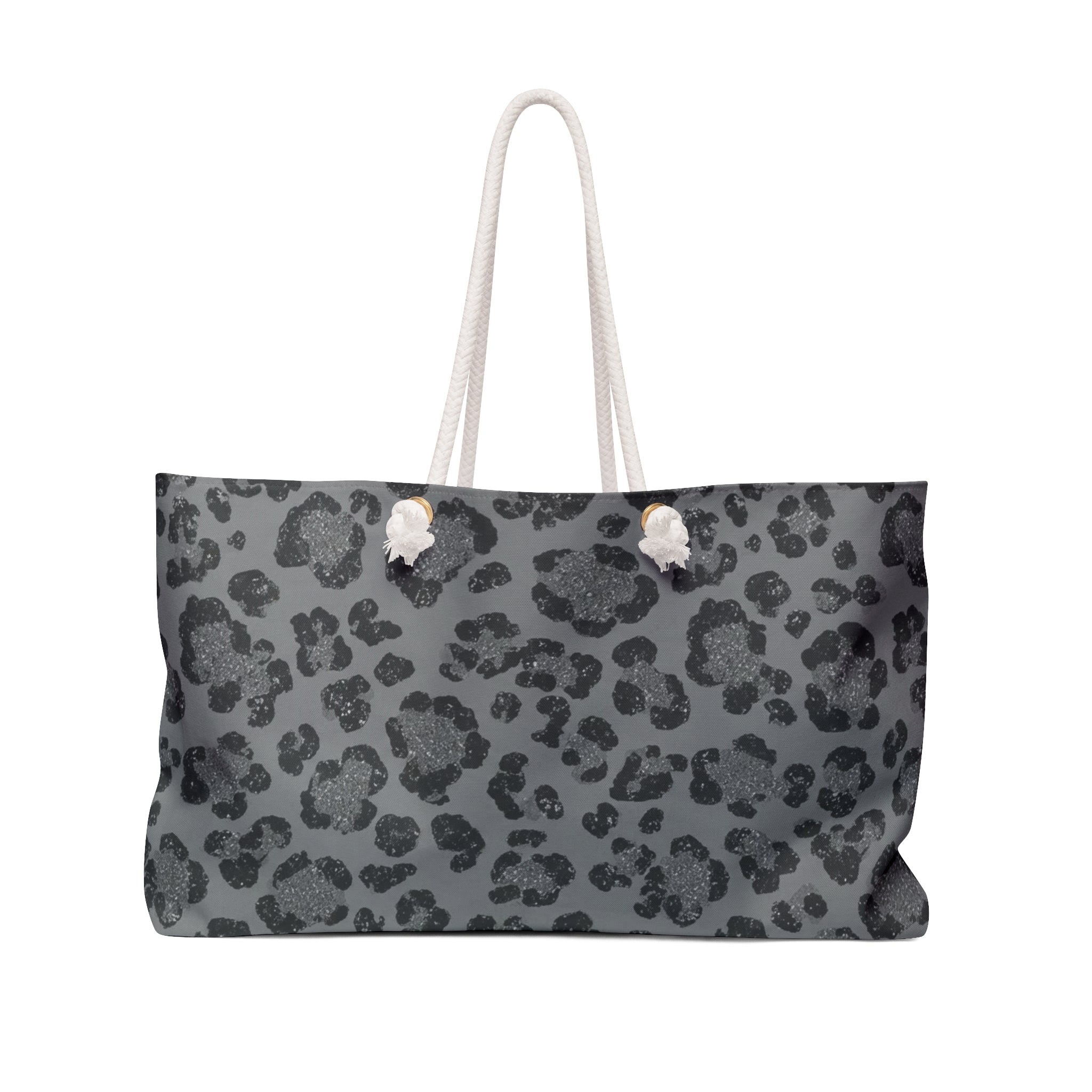Grey Leopard Weekender Bag — Spacious Animal Print Travel Tote
