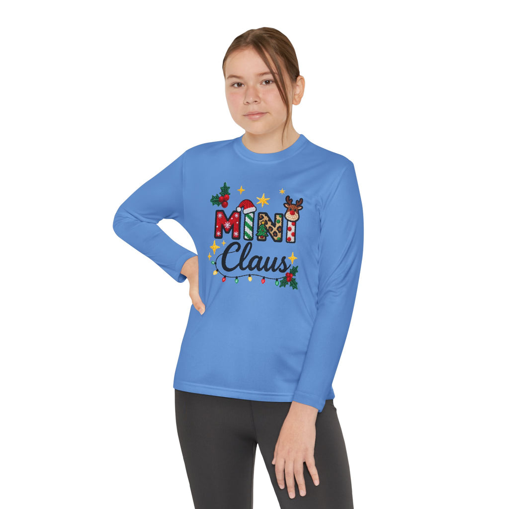 Mini Claus Youth Long Sleeve Tee — Cute Kids Christmas Holiday Shirt