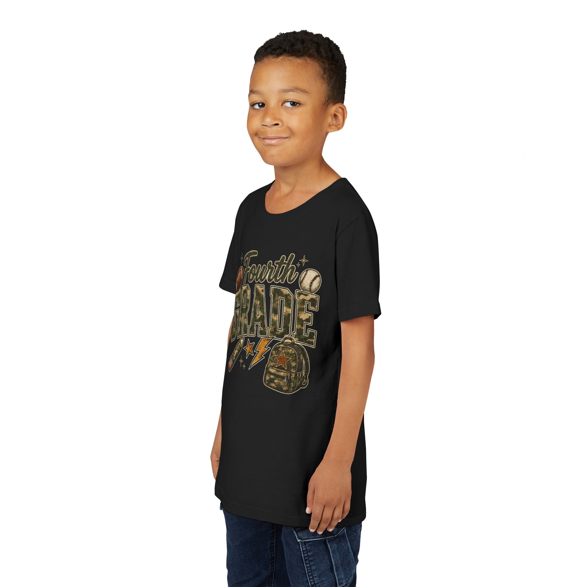 Fourth Grade Kids' T-Shirt – Back-to-School Sports & Backpack Design