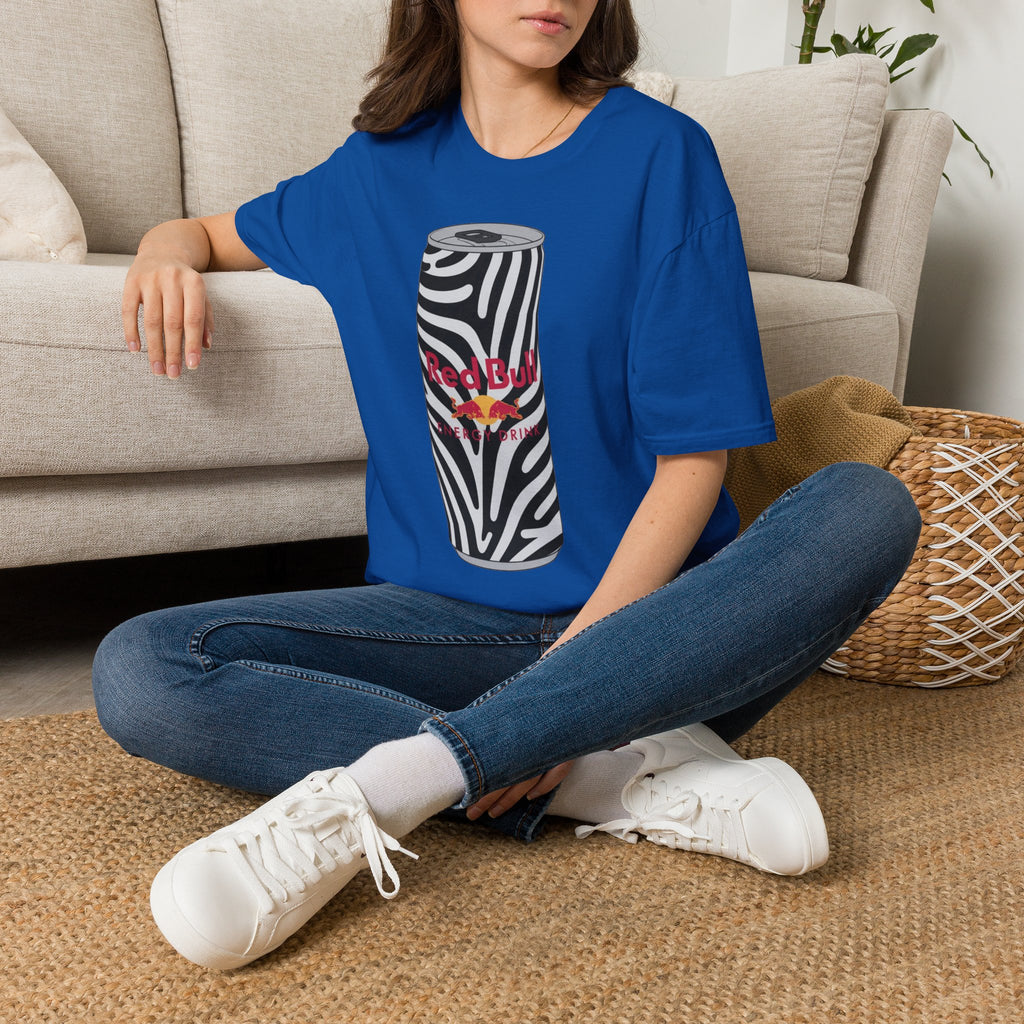 Zebra Can Graphic T-Shirt — Bold Retro Energy Drink Design