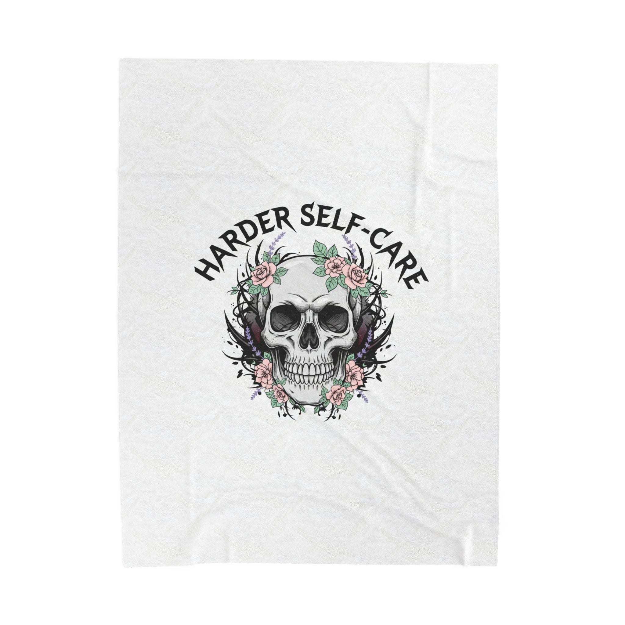 Harder Self-Care Skull Blanket | heavy metal wellness, gothic self-care