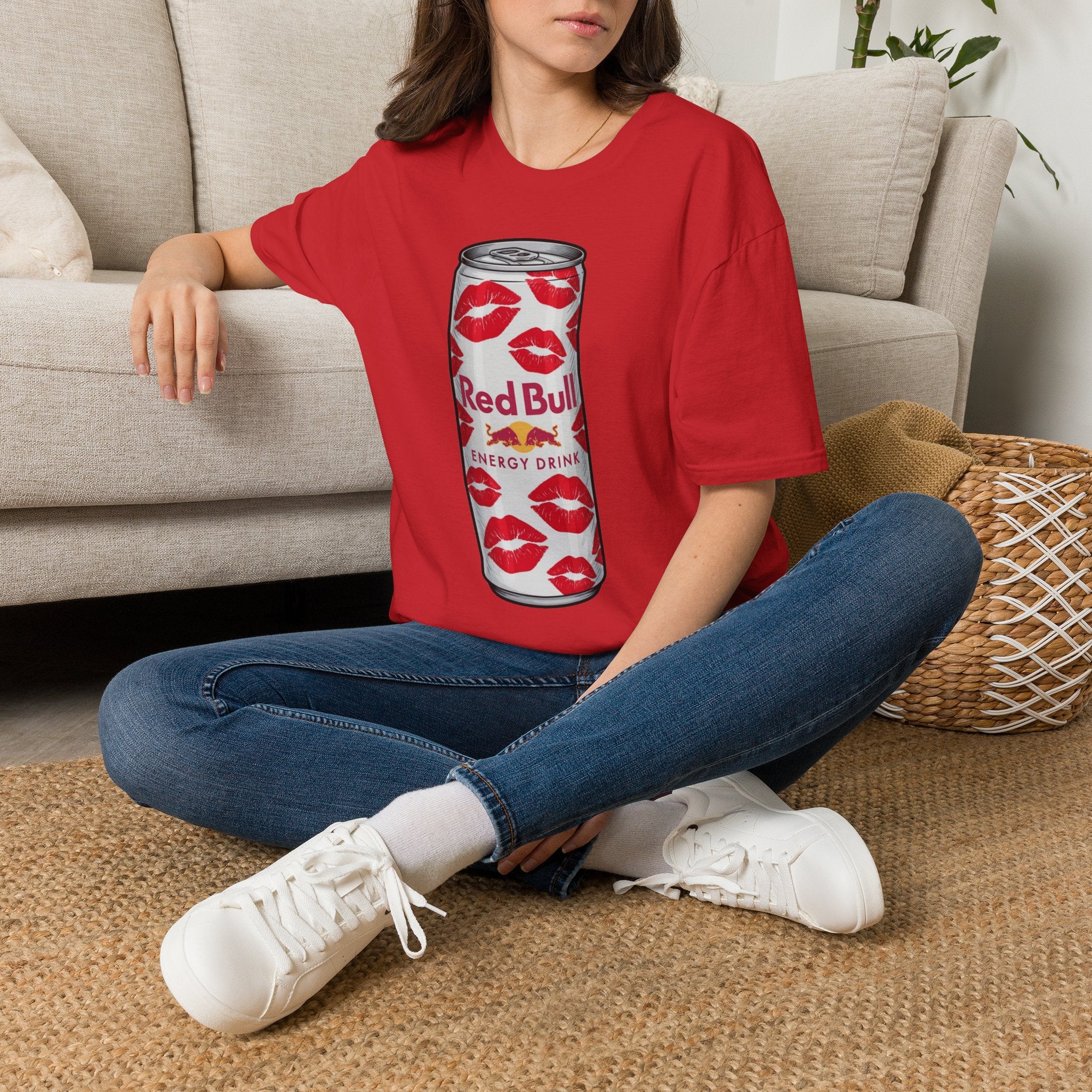 Graphic Tee — Red Bull Can with Lip Print