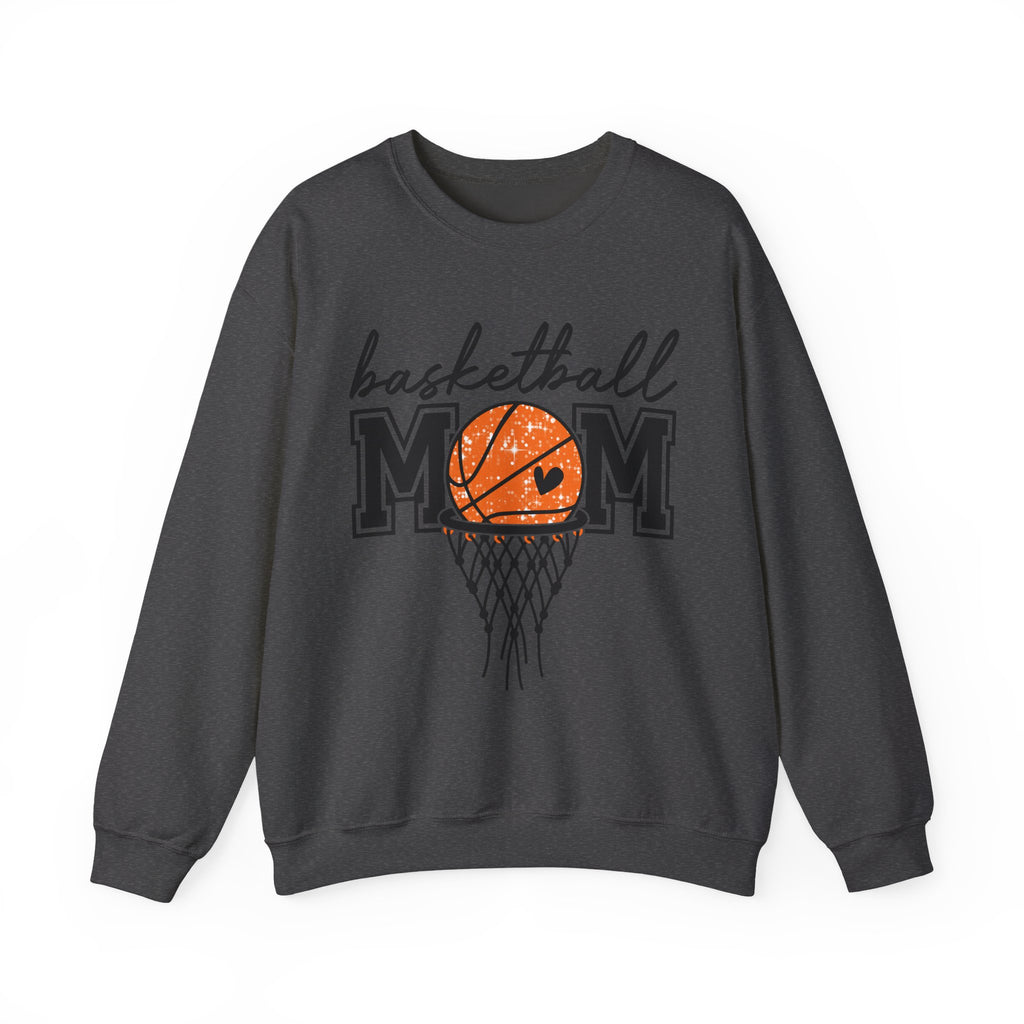 Basketball Mom Crewneck Sweatshirt — Mom Basketball Shirt with Hoop Graphic