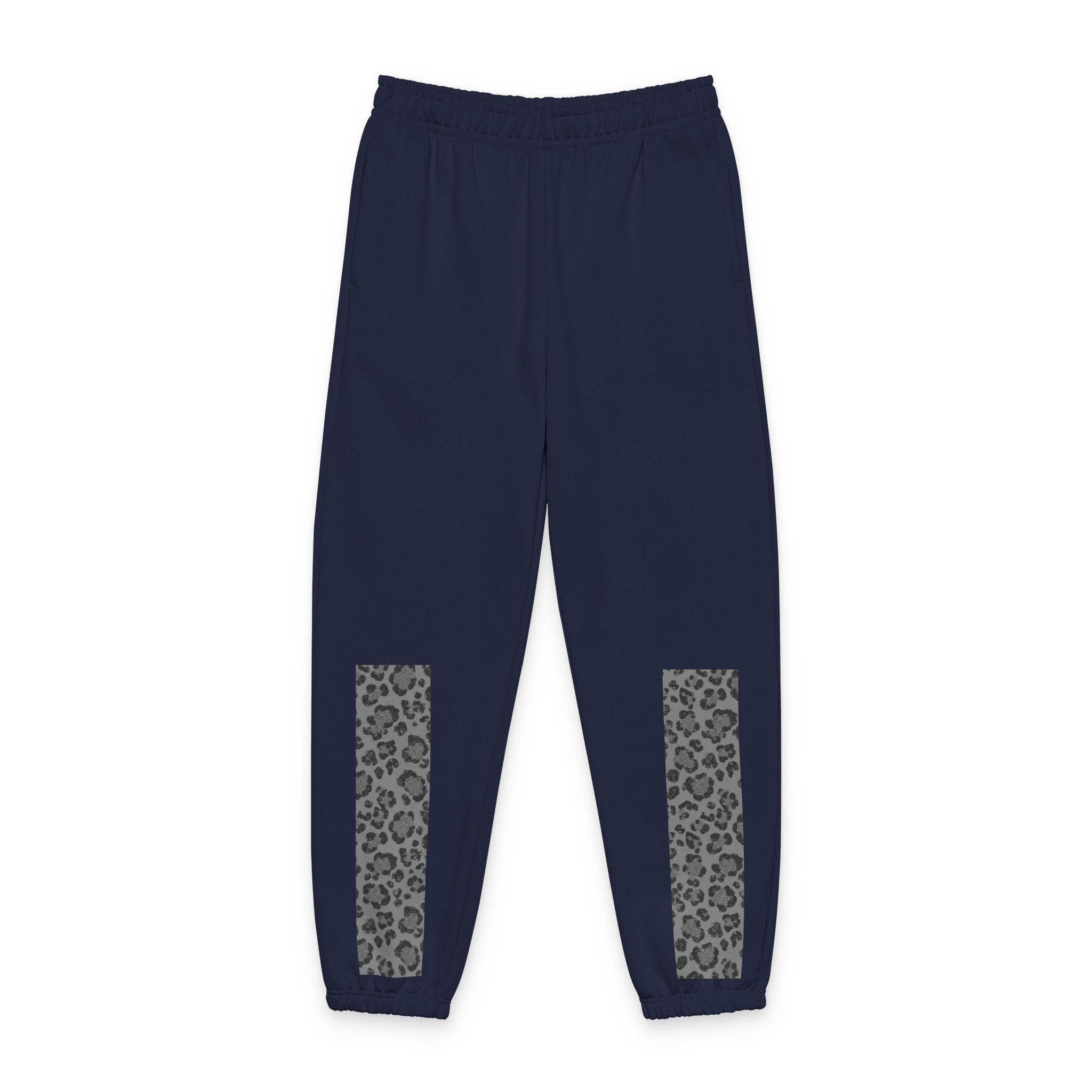 Leopard Panel Sweatpants — Cozy Joggers with Animal Print Leg Accents