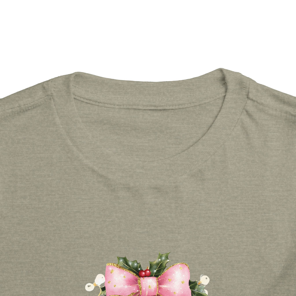 Toddler Christmas Tree Tee — Pink Bow Holiday Shirt