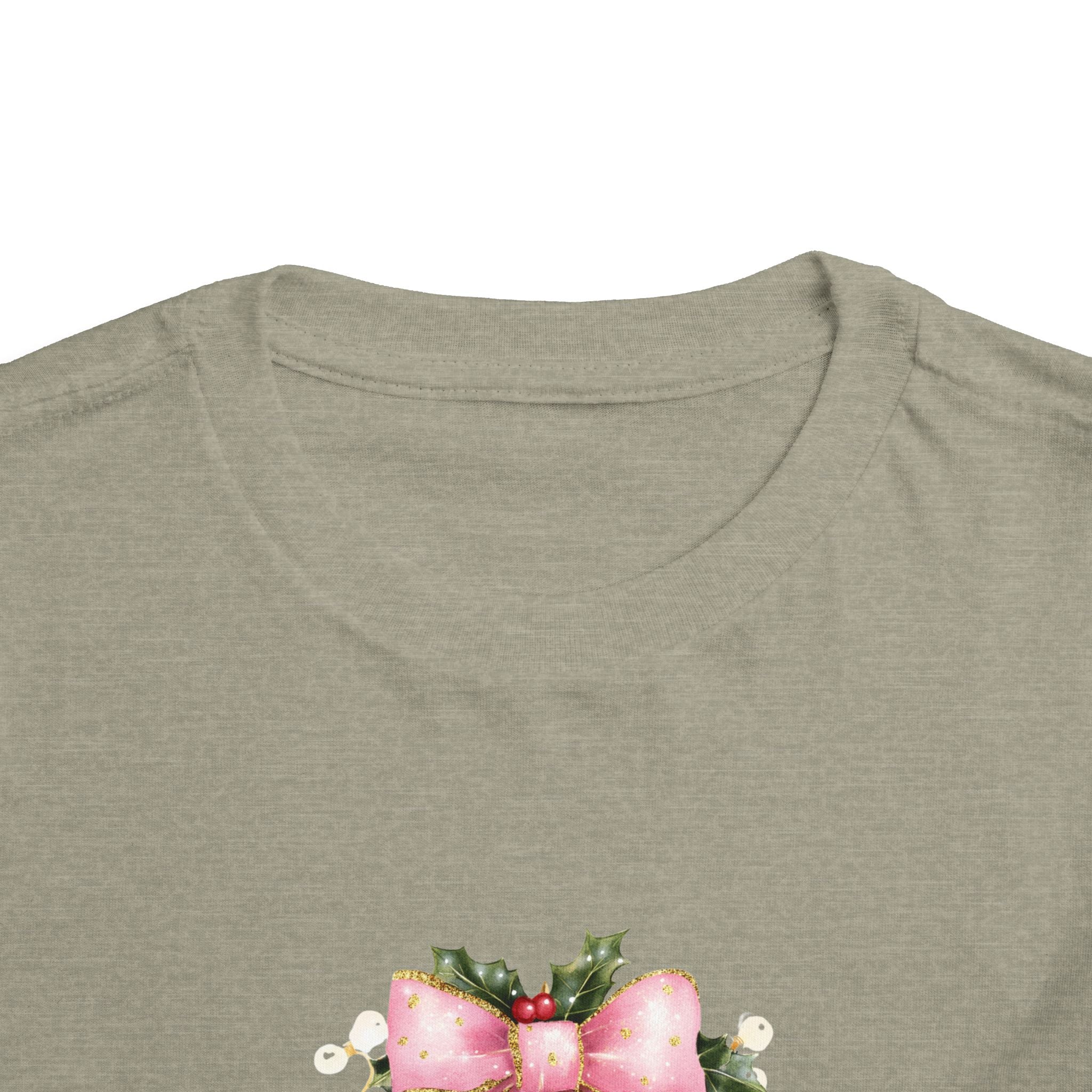 Toddler Christmas Tree Tee — Pink Bow Holiday Shirt