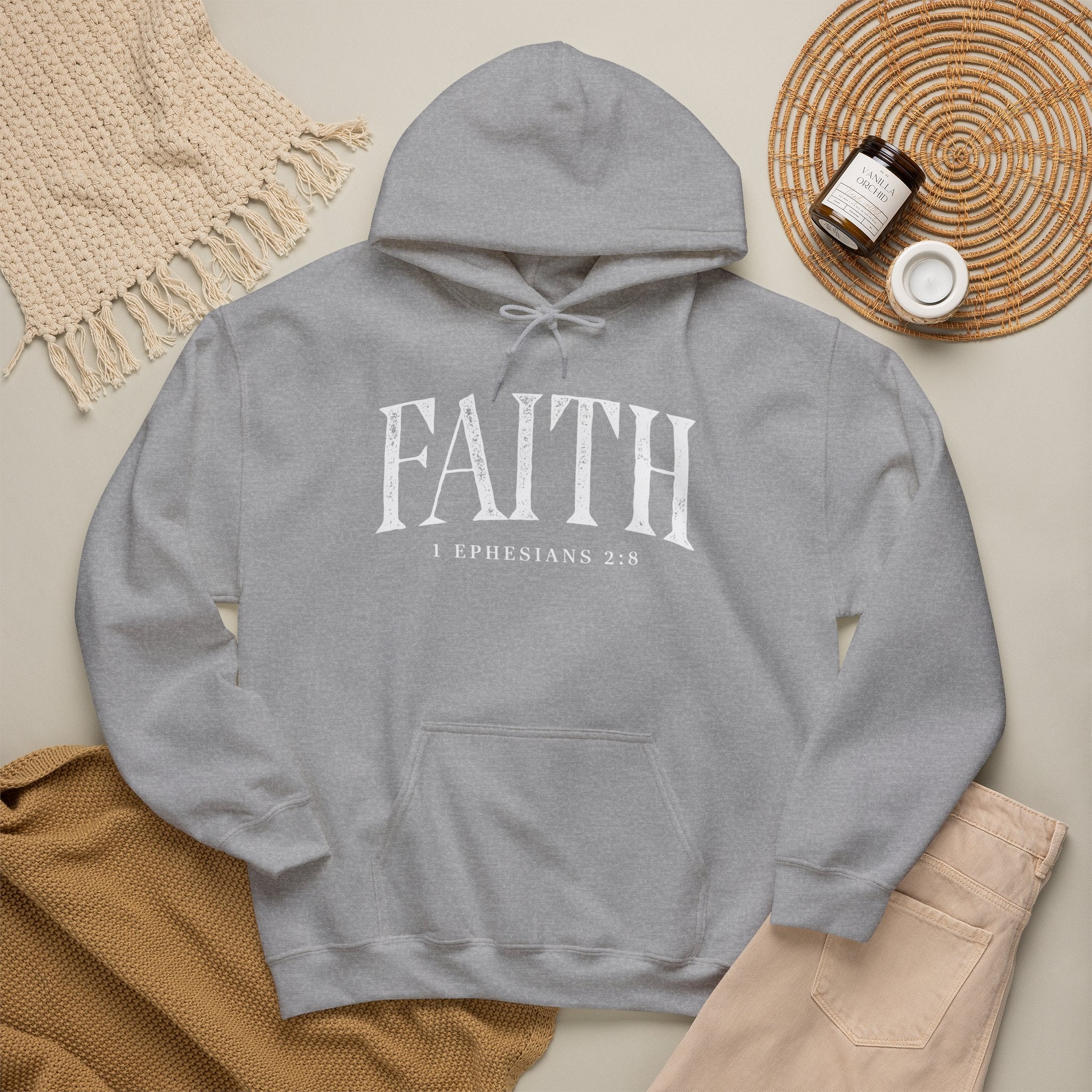 Faith Hoodie - Ephesians 2:8 Inspirational Christian Sweatshirt