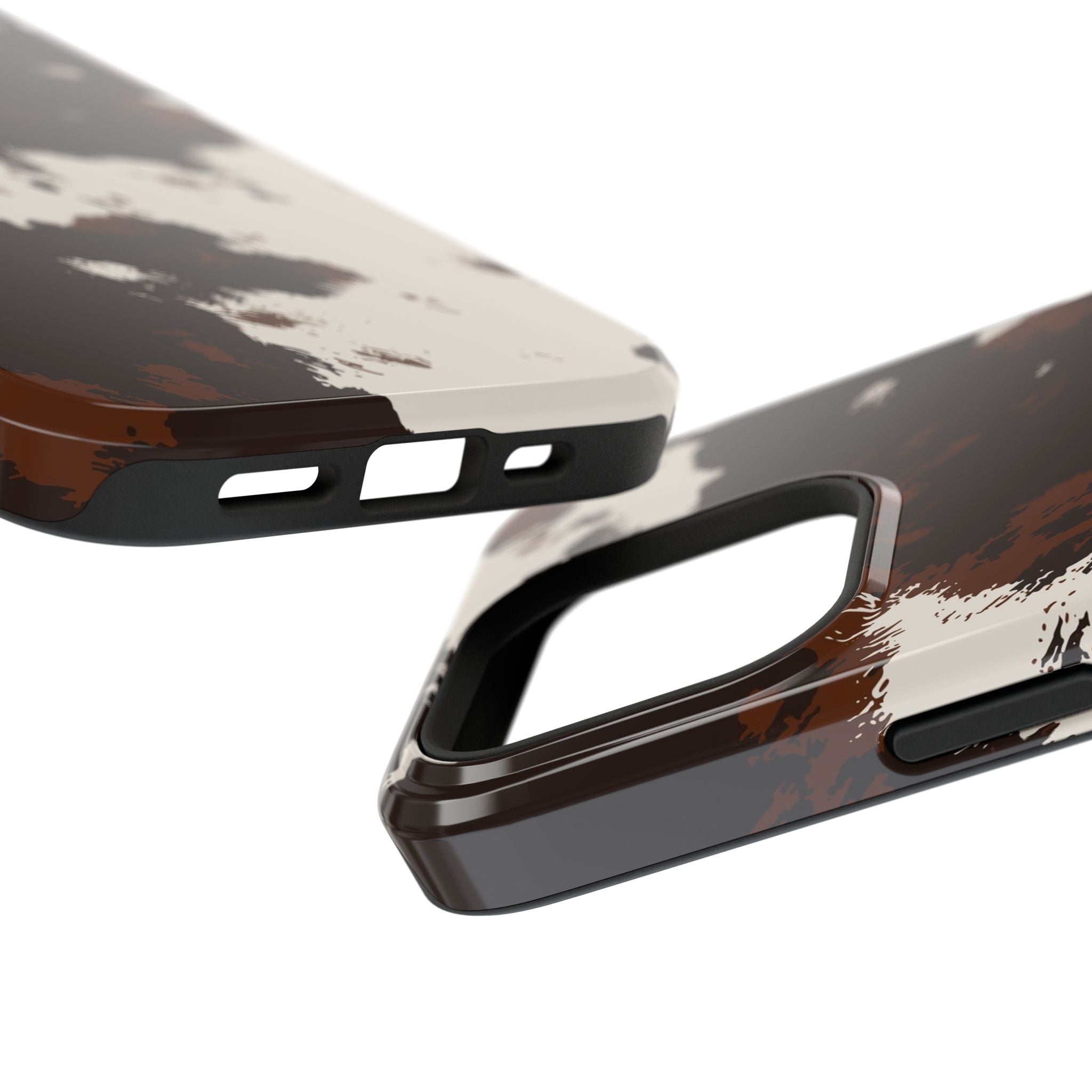 Cowhide Print Impact Phone Case — Brown & Cream Protective Cover
