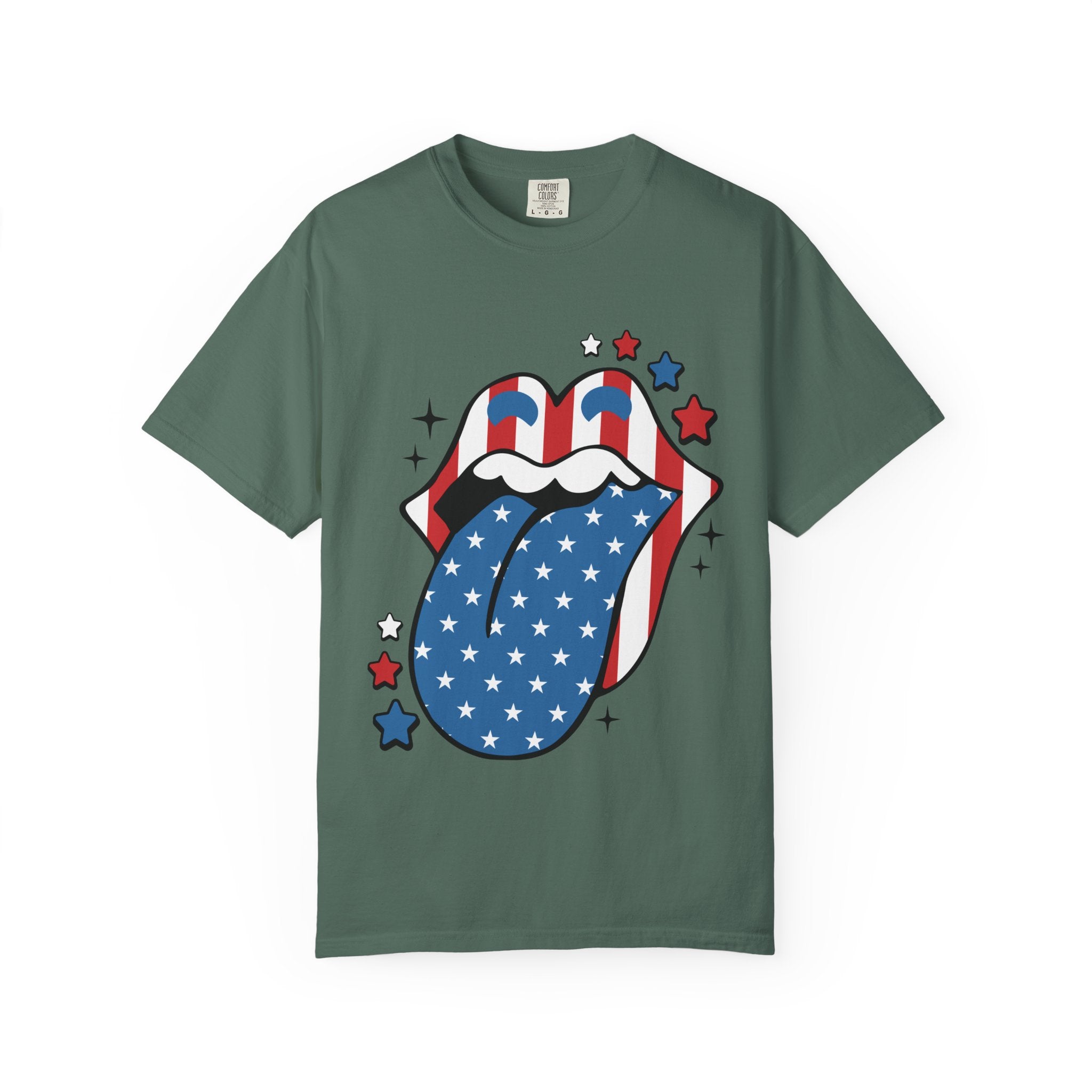 American Flag Rock Tongue T-Shirt