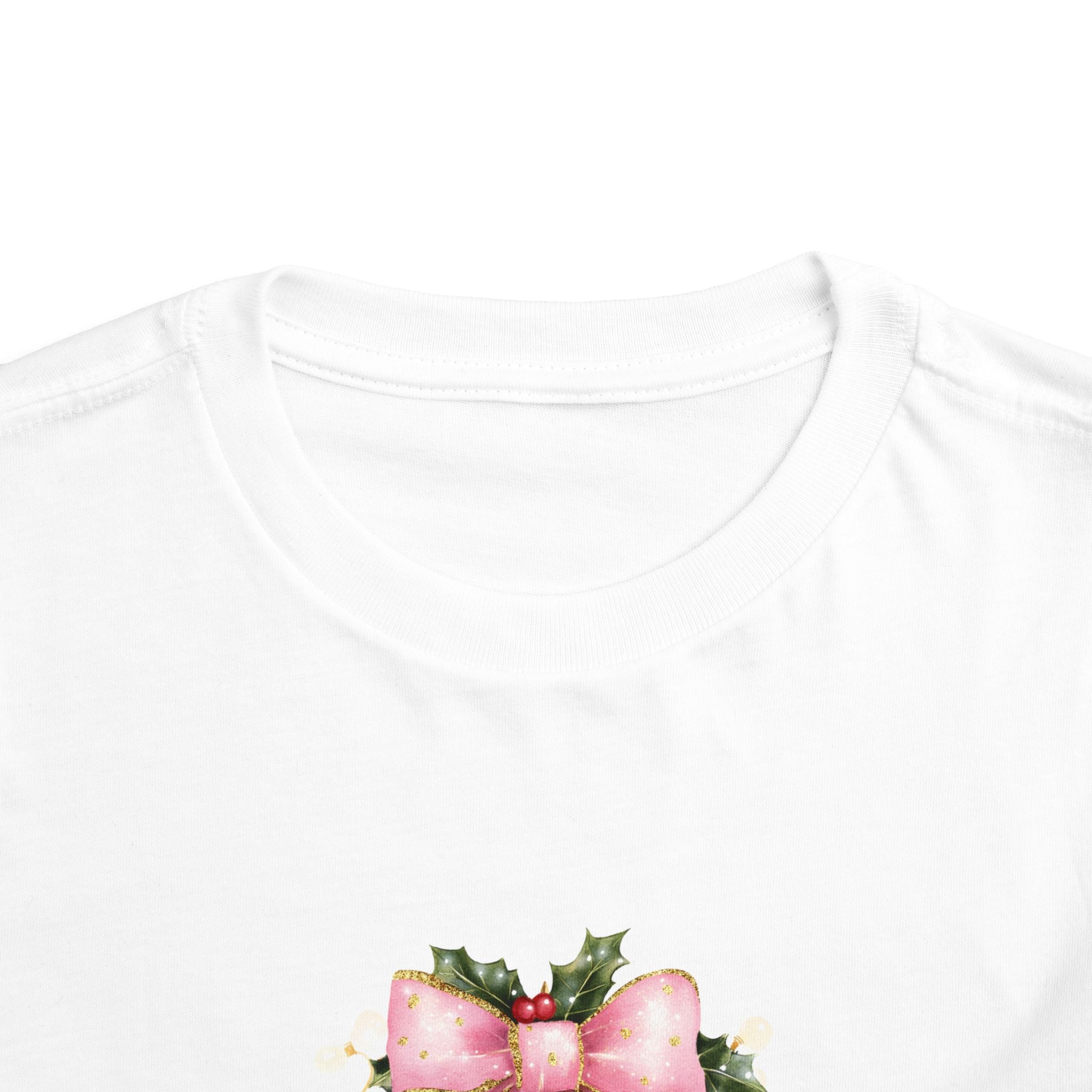 Toddler Christmas Tree Tee — Pink Bow Holiday Shirt