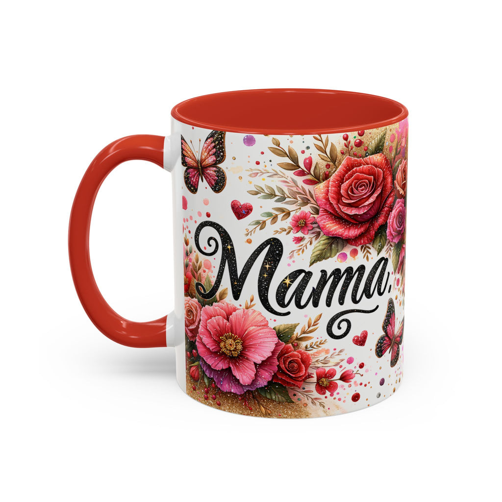 Mama Floral Accent Coffee Mug — Pink Roses & Butterflies (11/15oz)