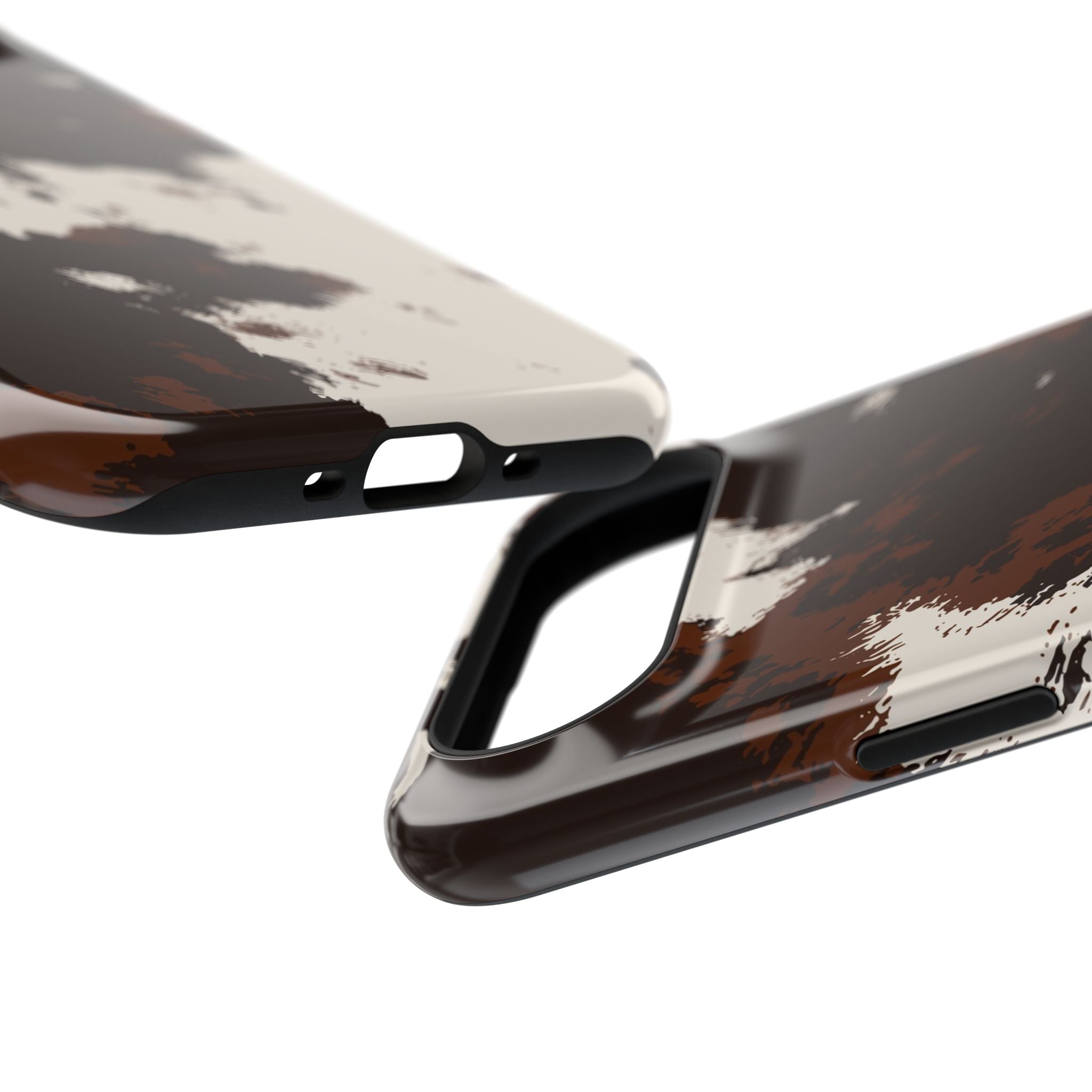 Cowhide Print Impact Phone Case — Brown & Cream Protective Cover