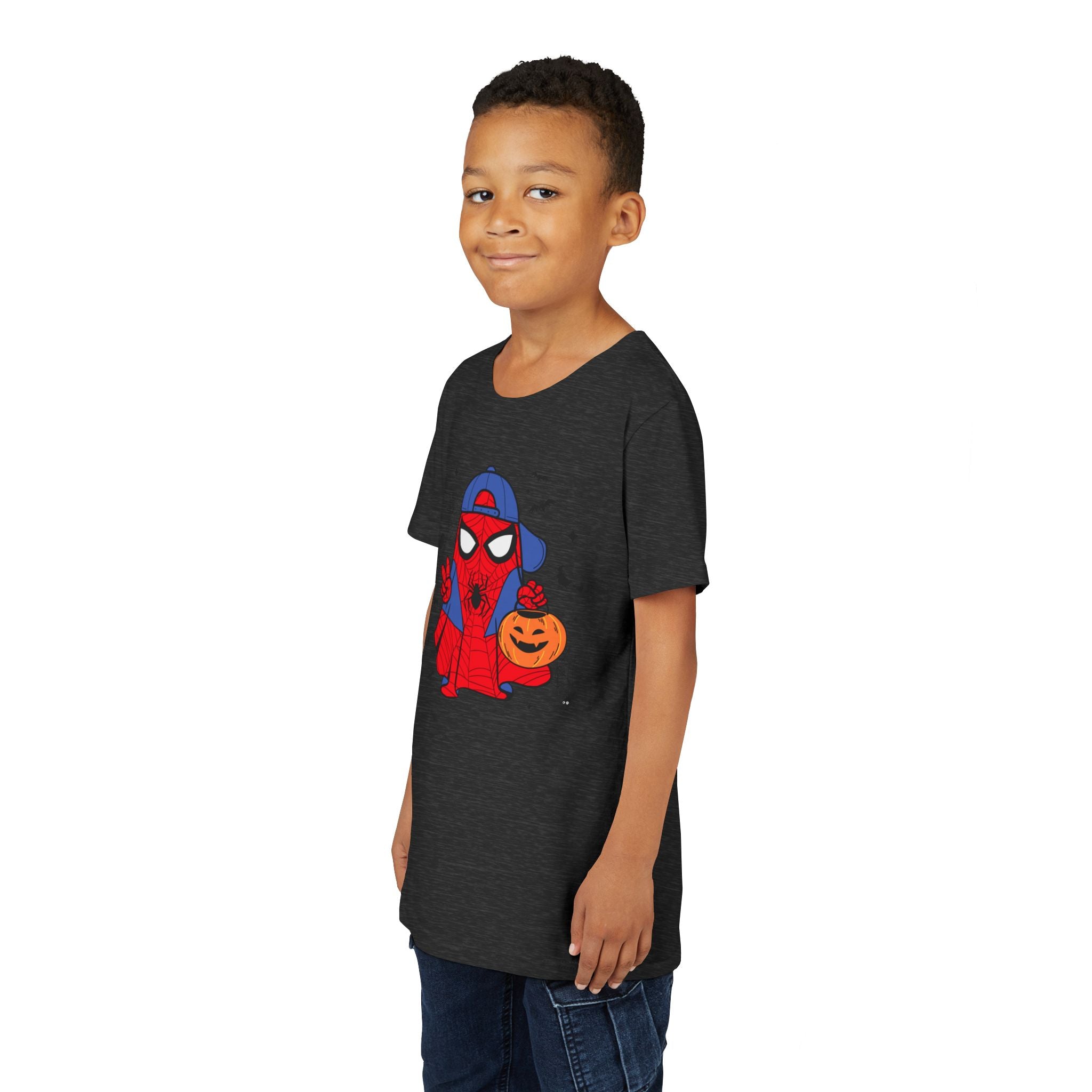 Kids Halloween Spider Superhero Tee – Cute Trick-or-Treat Pumpkin Design