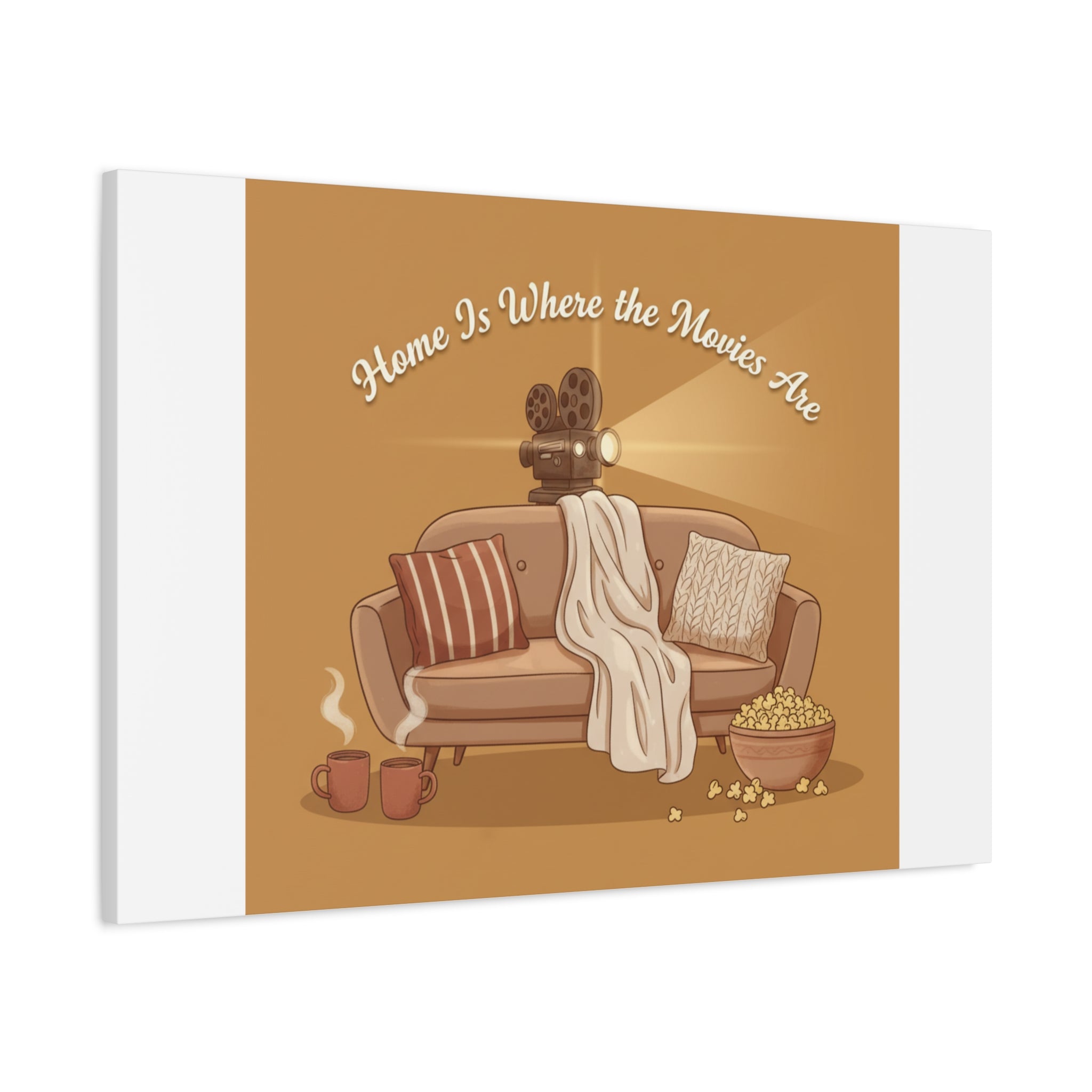Home Is Where the Movies Are Canvas | cozy night art, home cinema decor