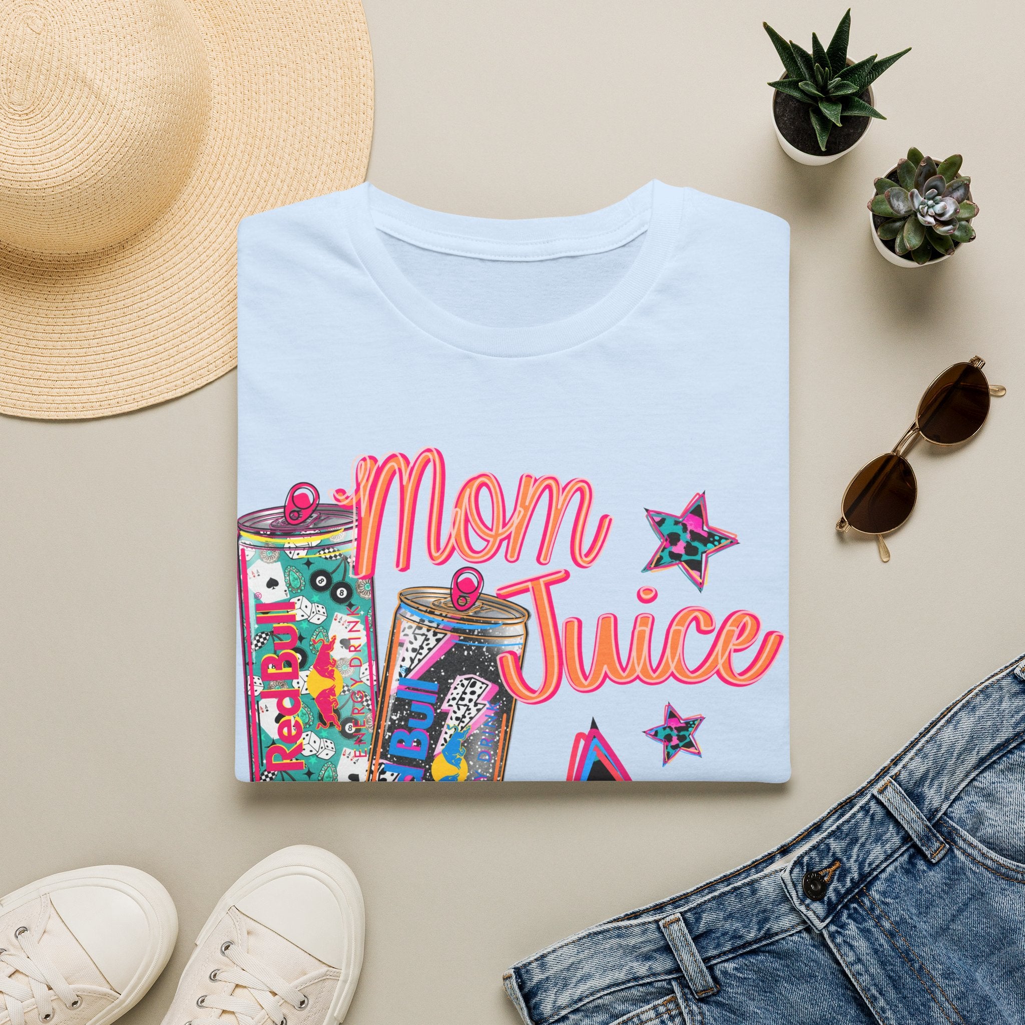 Mom Juice T-Shirt — Funny Red Bull Energy Drink Graphic Tee for Moms