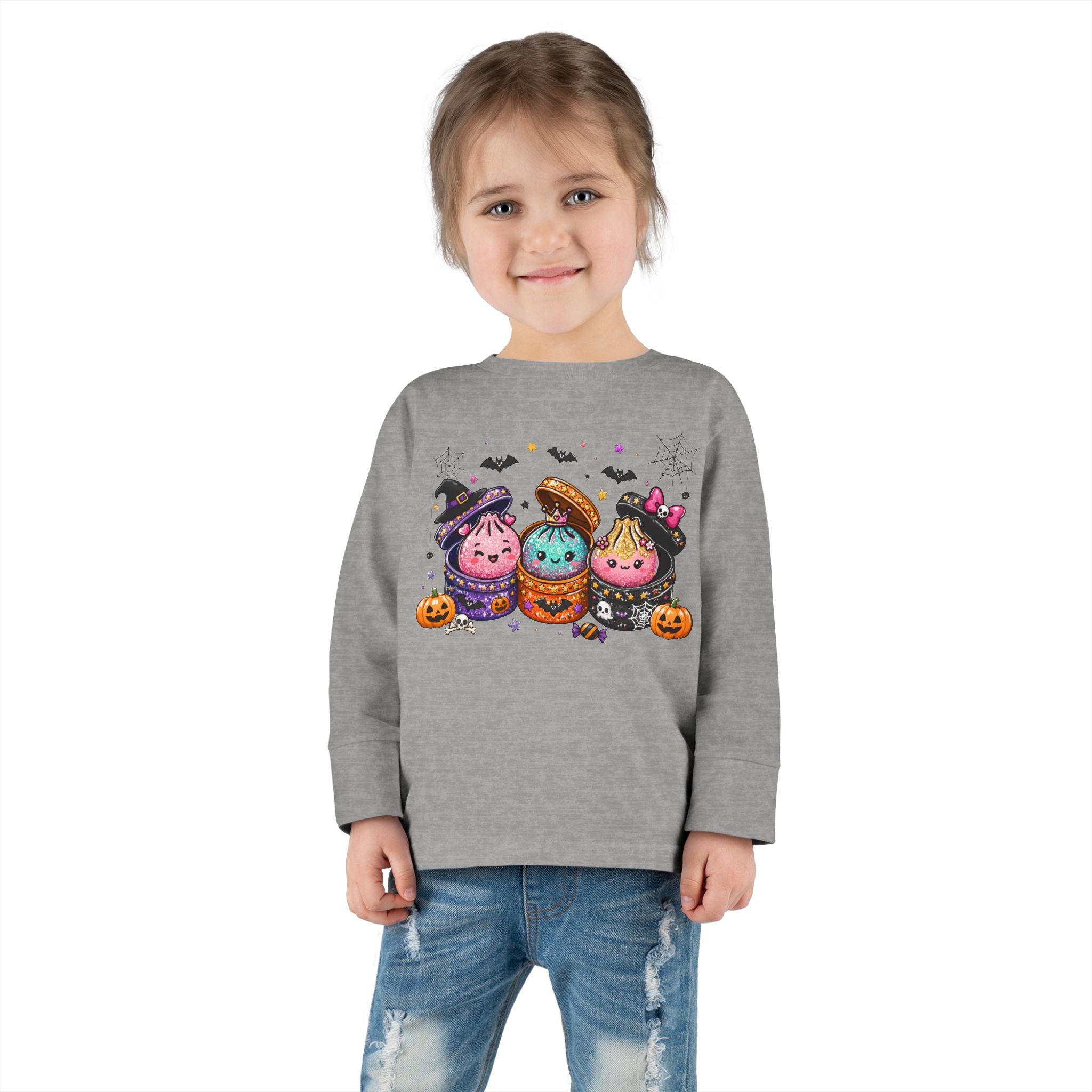 Toddler Long Sleeve Tee — Cute Halloween Cupcake Trio Costume Shirt