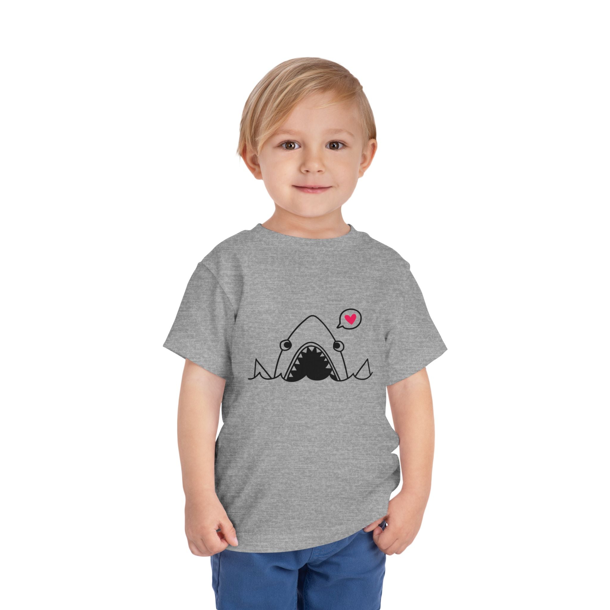 Cute Shark with Heart Toddler Tee | Baby Shark Graphic Shirt