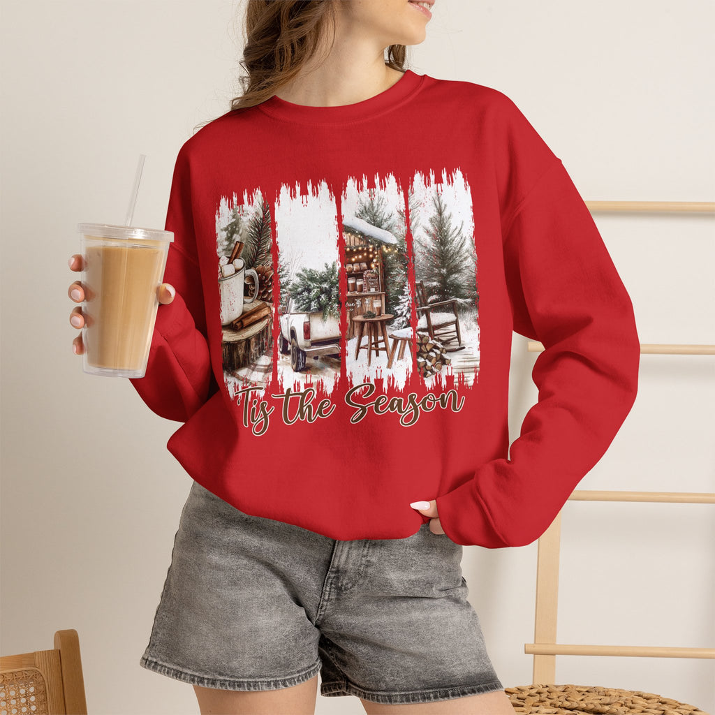 Holiday Cabin Crewneck Sweatshirt — 'Tis the Season Cozy Winter Pullover