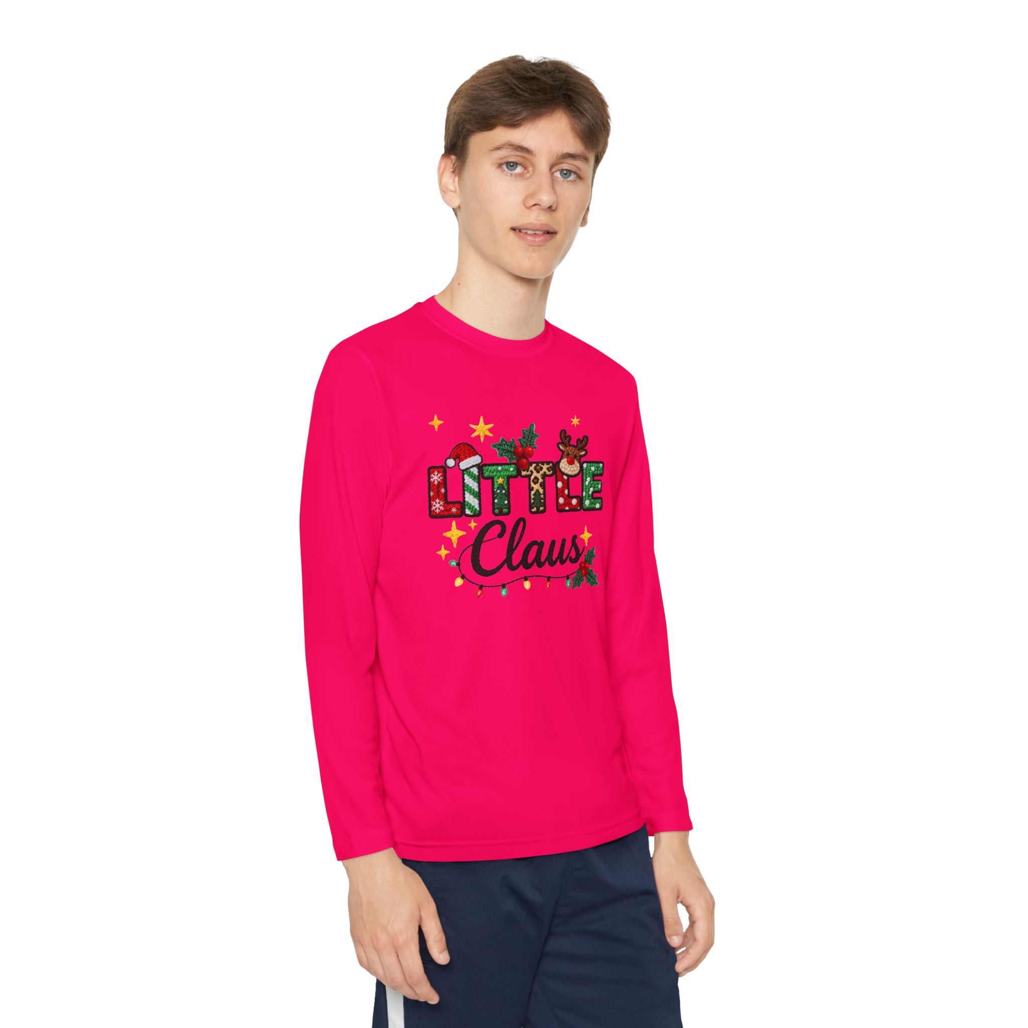 Youth Long Sleeve Tee - "Little Claus" Christmas Kids Shirt