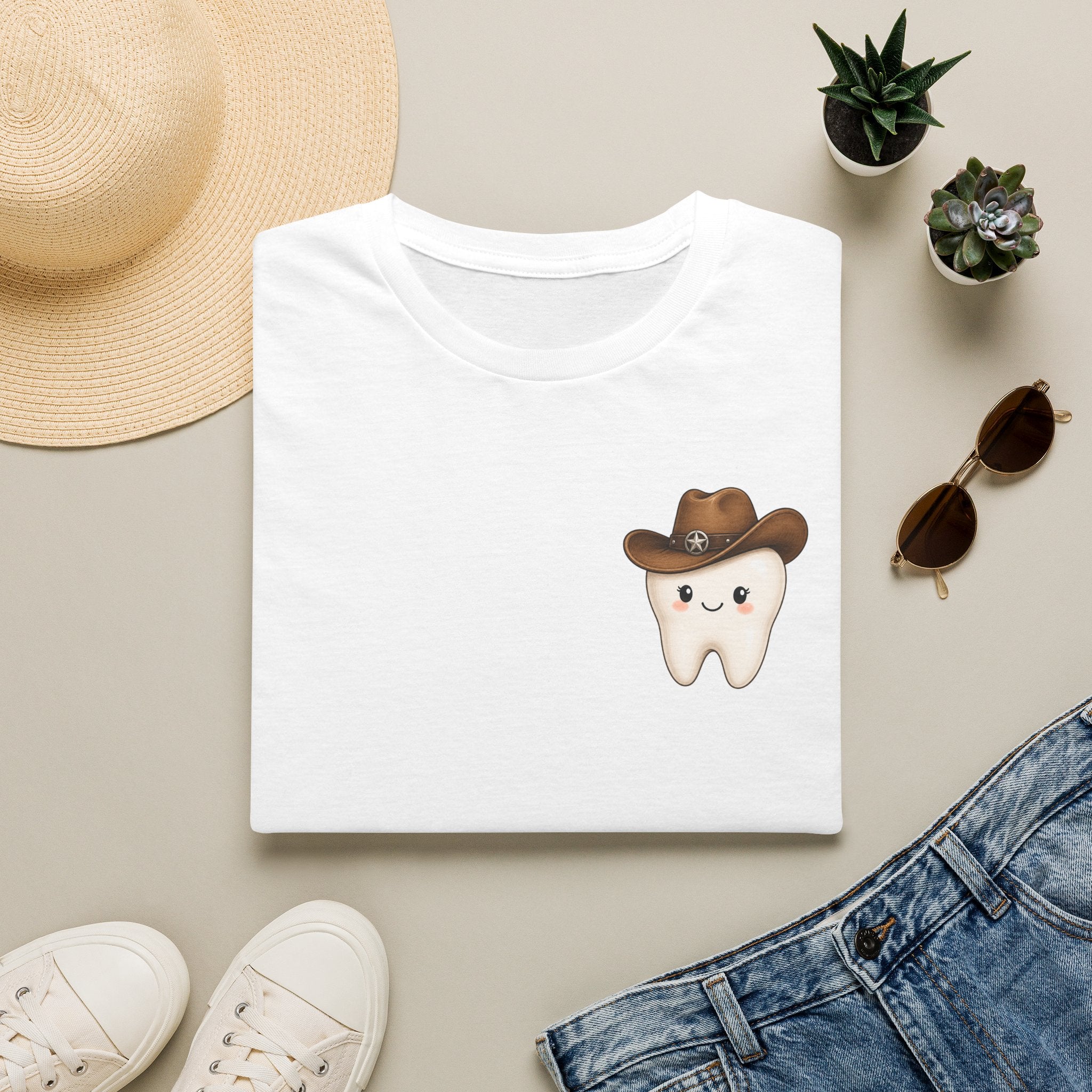 Cowboy Tooth Tee — Cute Western Dental Graphic T-Shirt
