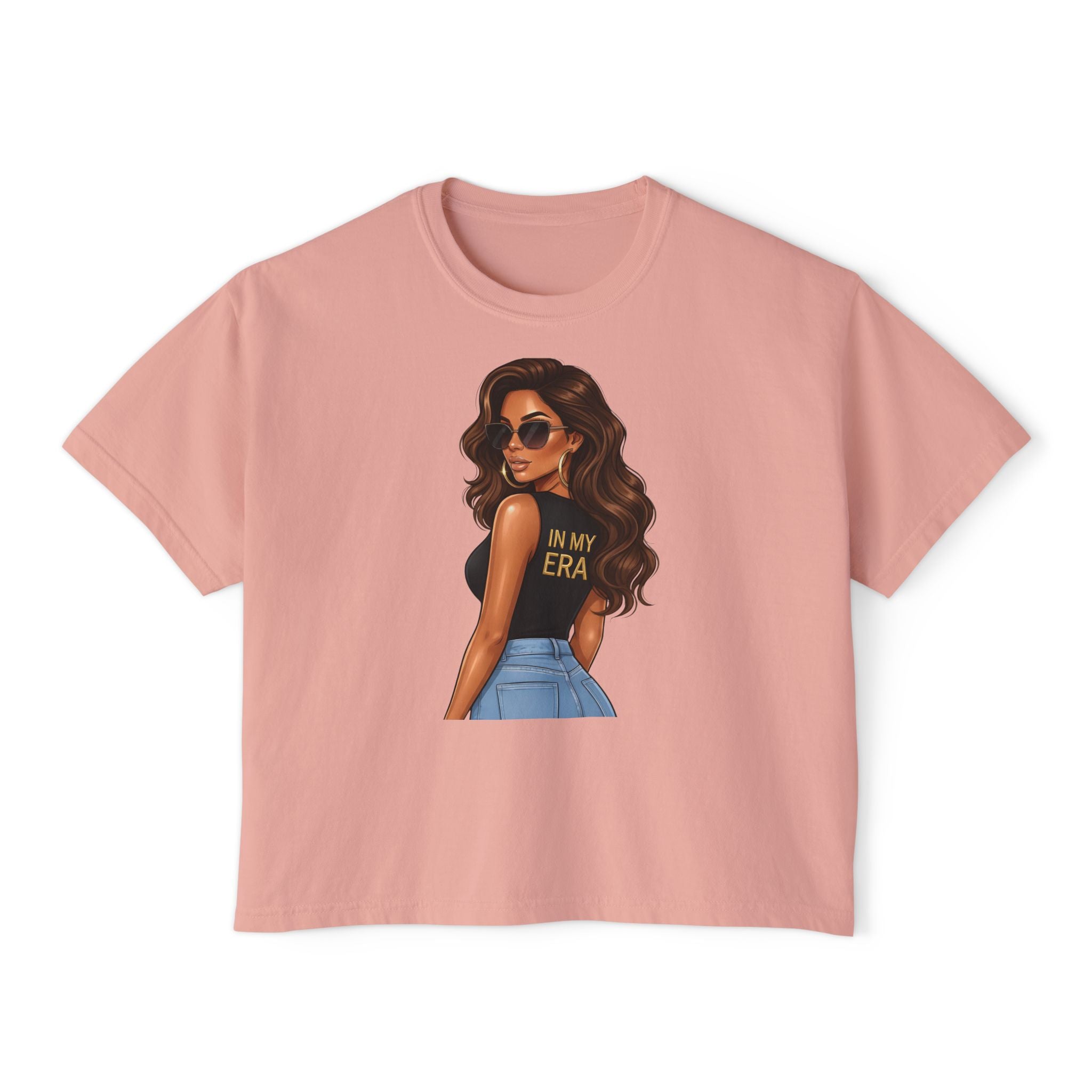 Boxy Tee — "In My Era" Afro Glam Graphic Top