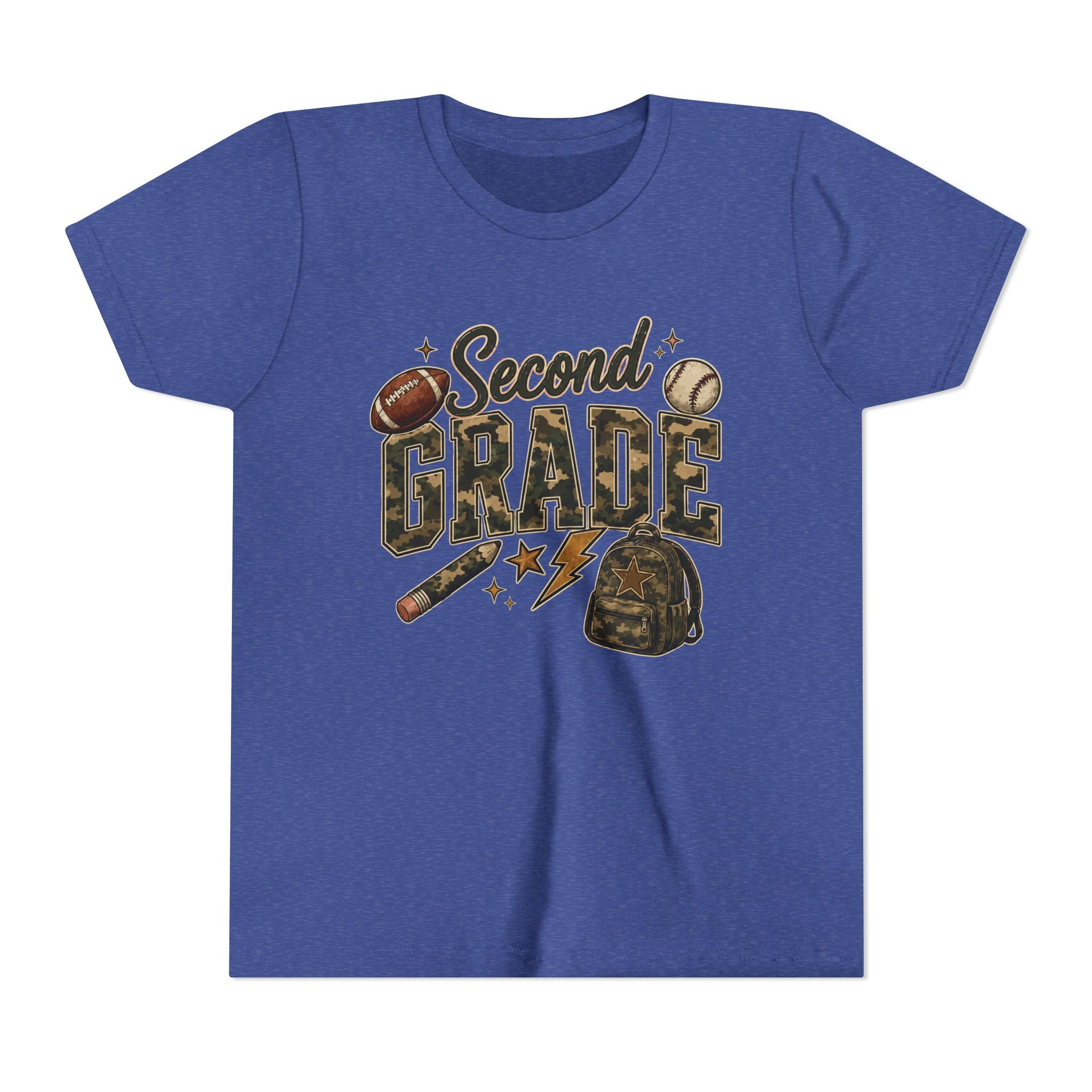 Second Grade Youth Tee — Back-to-School Sports & Backpack Design