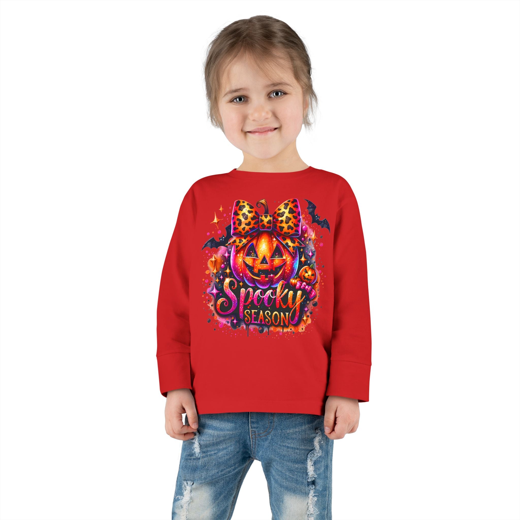 Toddler Long Sleeve Tee — "Spooky Season" Pumpkin Halloween Shirt