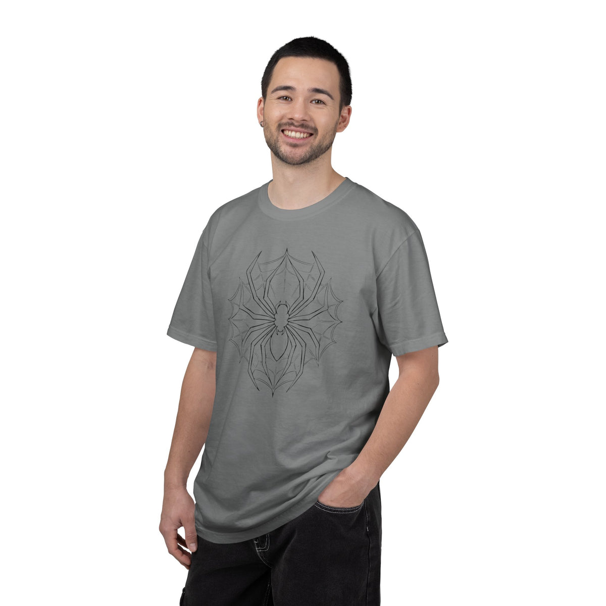 Spider Web Graphic T‑Shirt — Black Line Art Spiderback Tee