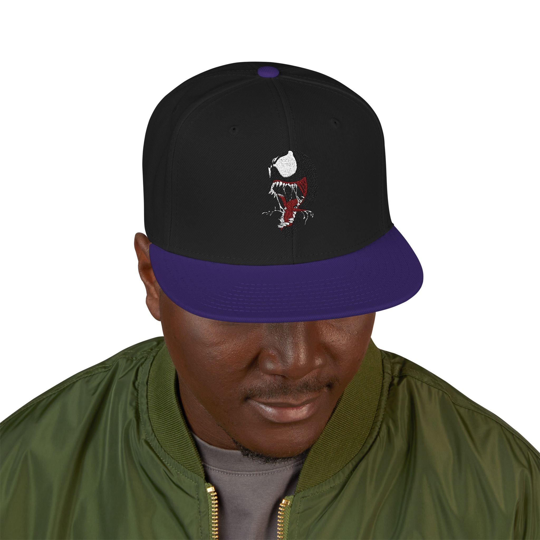 Embroidered Skull & Roses Snapback Hat — Gothic Streetwear Cap