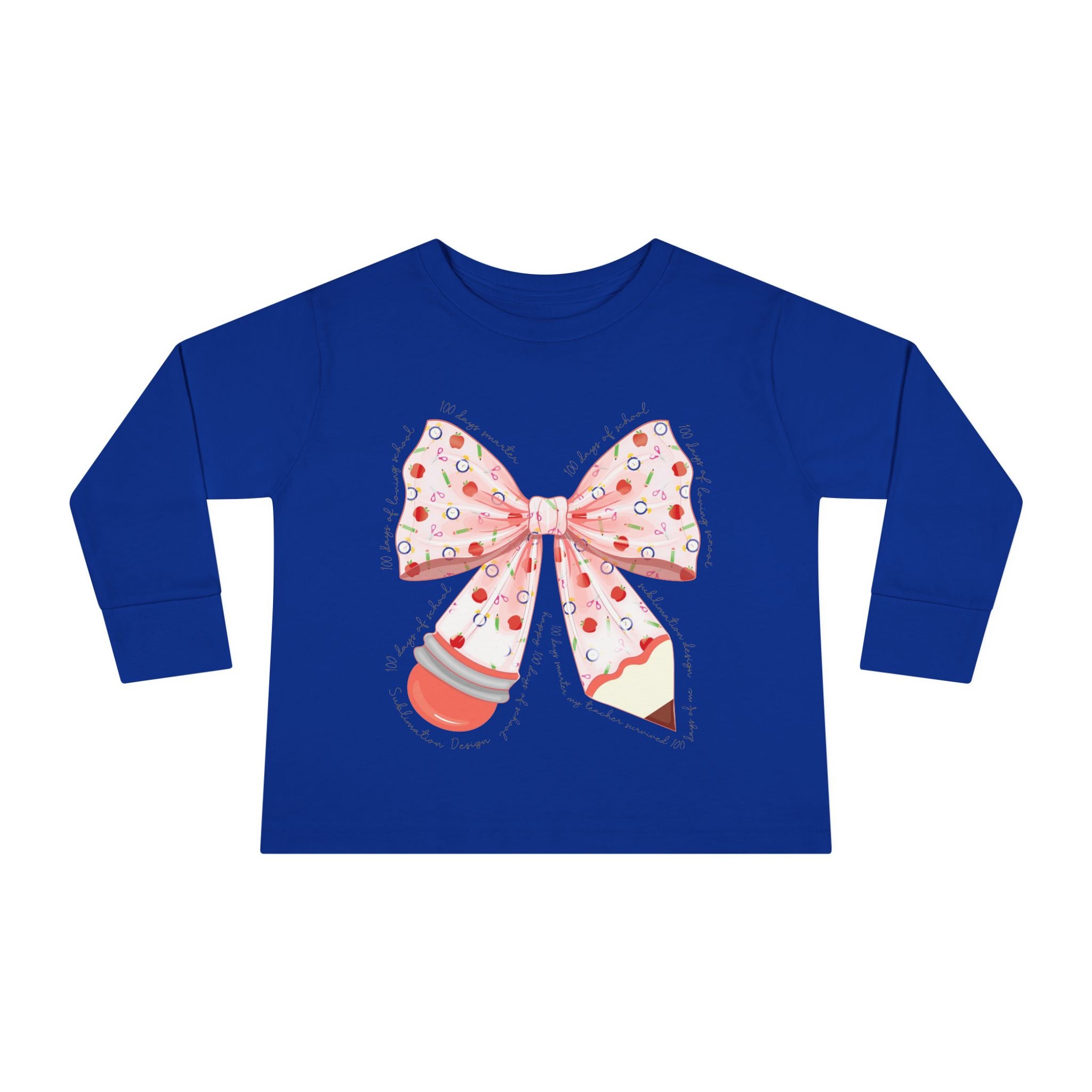 Pink Polka Dot Bow Toddler Long Sleeve Tee
