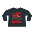 Crushin' Hearts Toddler Long Sleeve Tee - Monster Truck Valentine Shirt