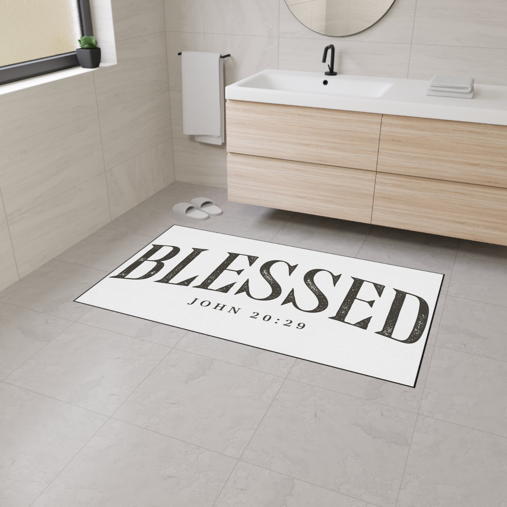 Blessed John 20:29 Floor Mat — Heavy Duty Welcome Mat