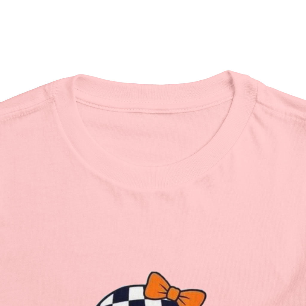 Checkerboard Ghost Toddler Tee — Cute Halloween Bubblegum Design