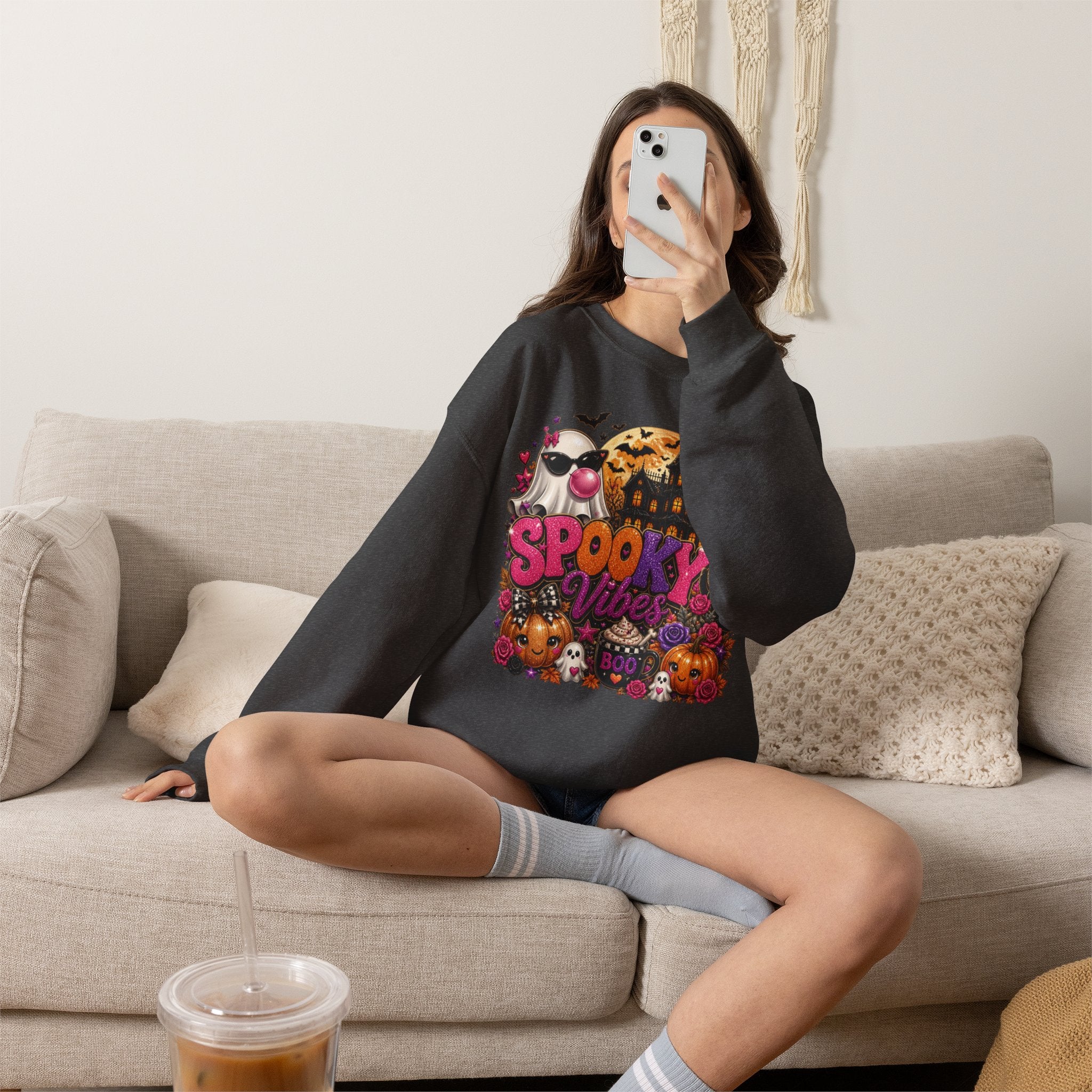 Sweatshirt — "Spooky Vibes" Halloween Graphic Crewneck