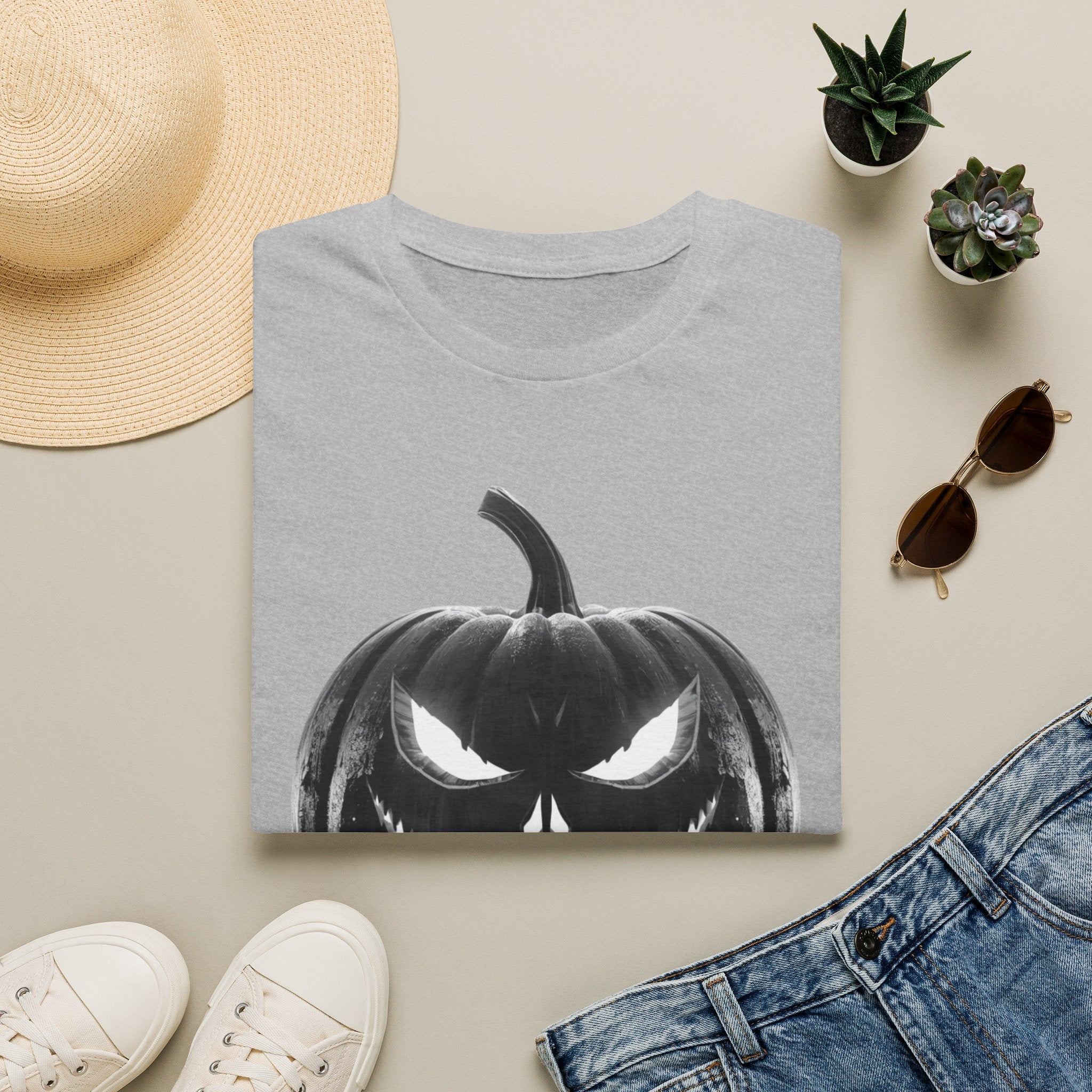 Halloween Jack-O'-Lantern T-Shirt — Spooky Black Pumpkin Graphic