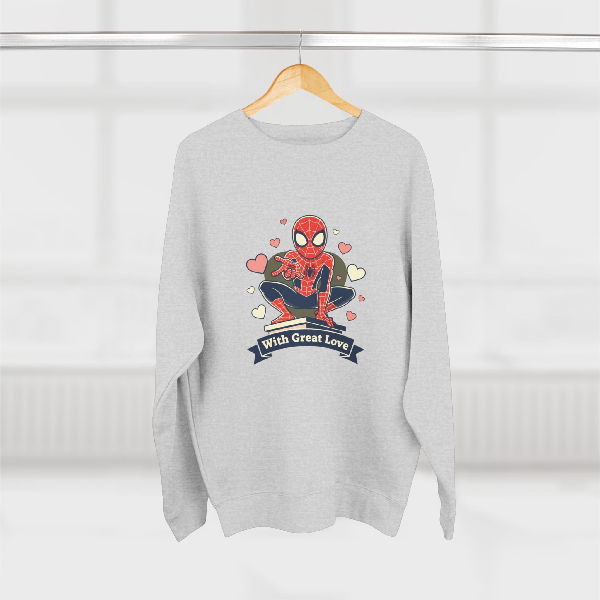 Cute Spider Hero Illustration With Great Love sweatshirt | Crewneck
