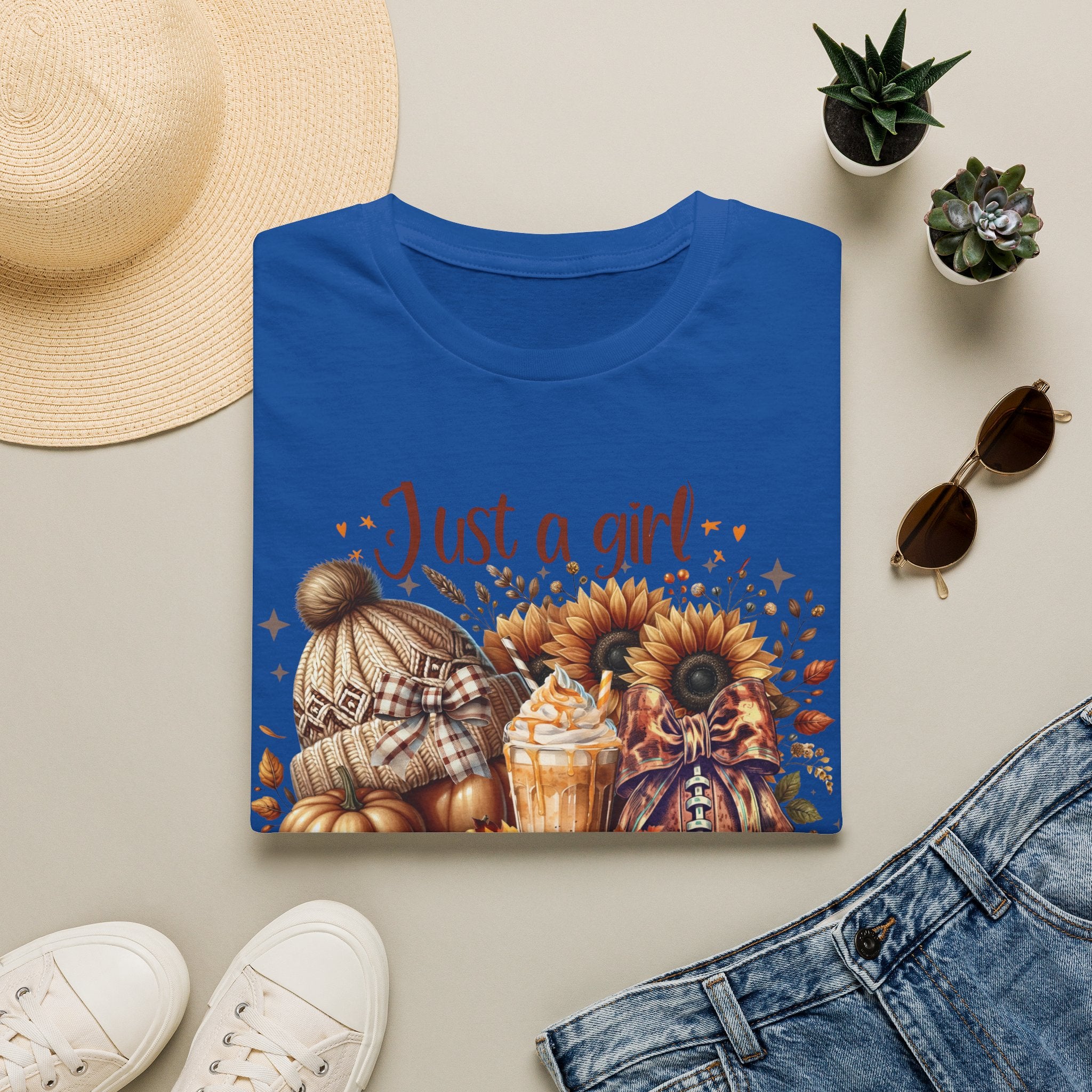 Fall Girl T-Shirt — "Just a girl who loves fall" Pumpkin Sunflower Tee