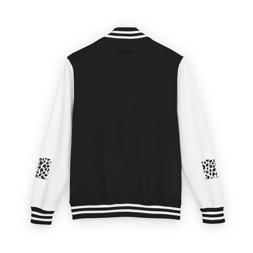 Black & White Leopard Pocket Letterman Jacket | Varsity Jacket
