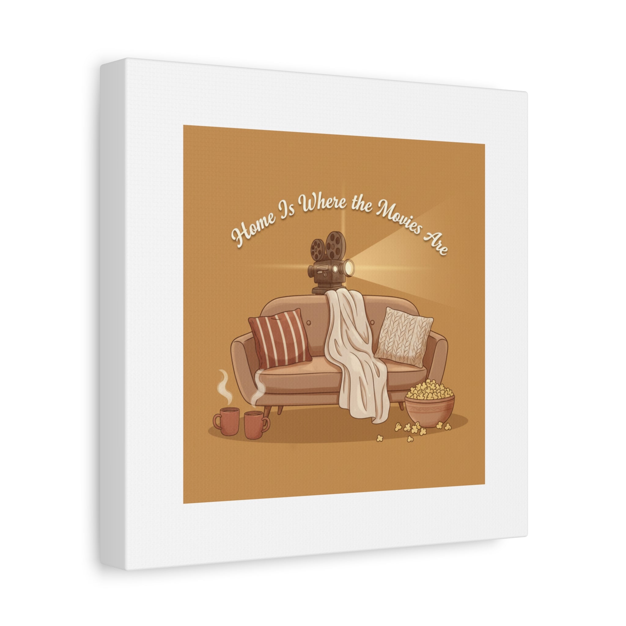 Home Is Where the Movies Are Canvas | cozy night art, home cinema decor