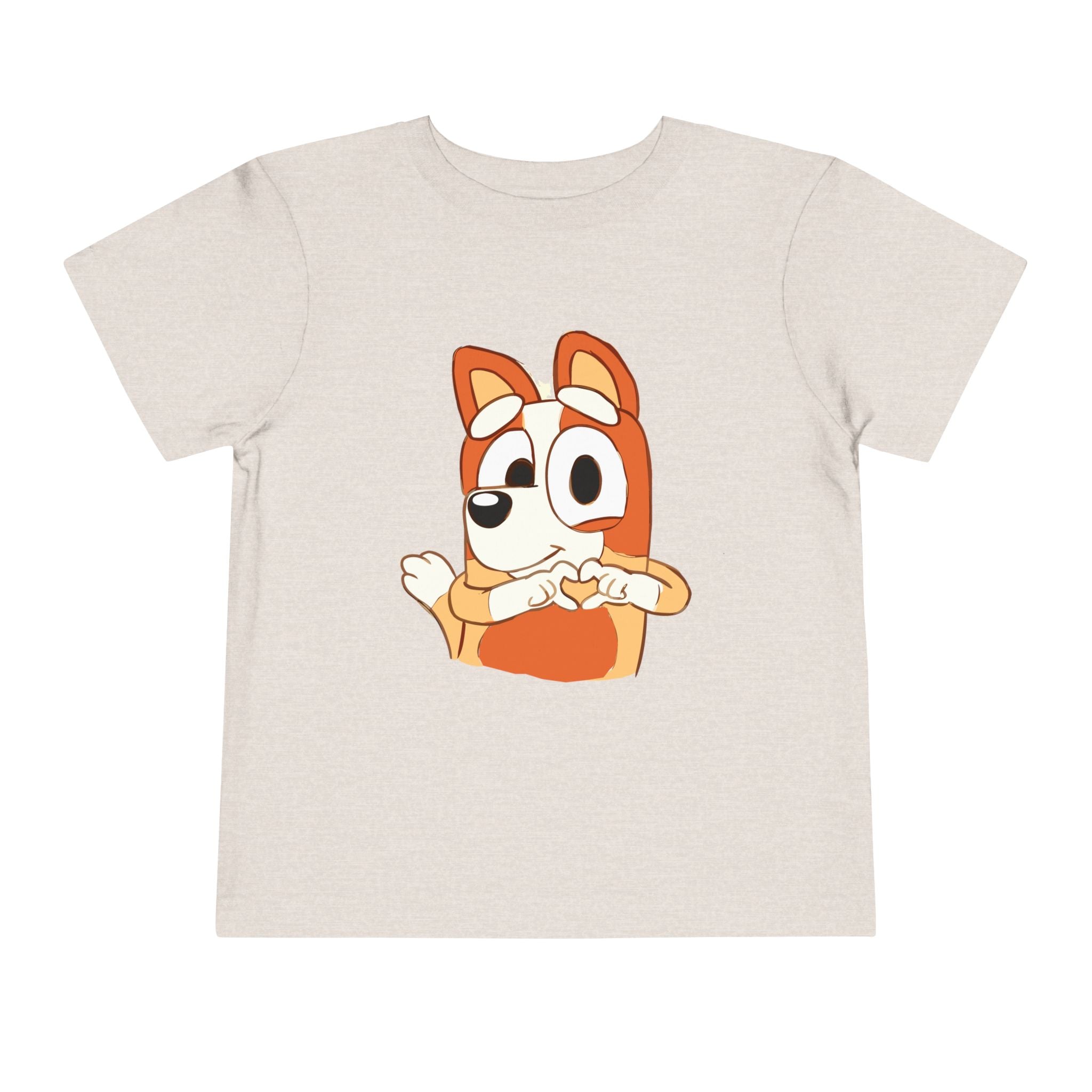 Toddler Tee — Cute Cartoon Dog Making Heart Gesture