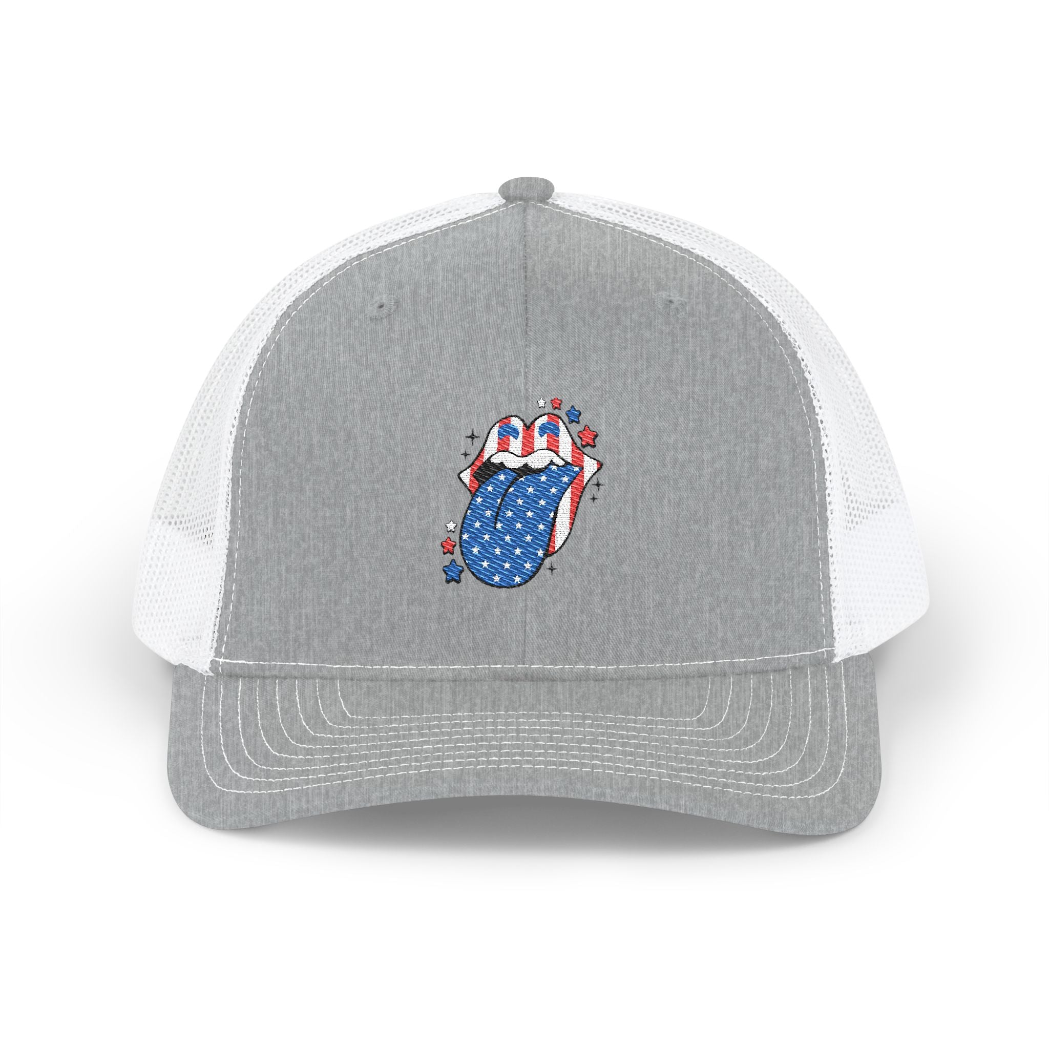 Patriotic Tongue Trucker Cap — American Flag Mouth Snapback