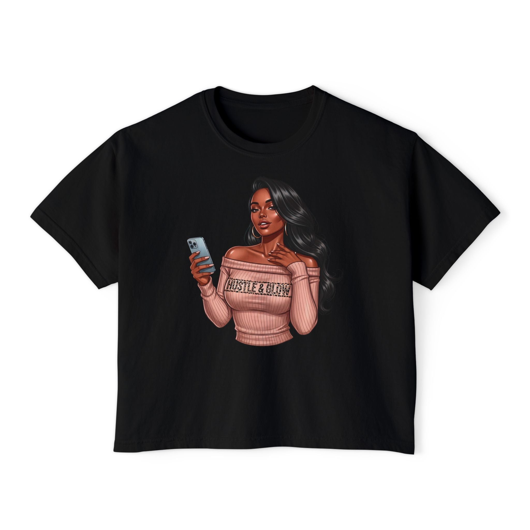 Curvy Girl Boss Boxy Tee — 'Just A Girl' Graphic Women's Crop T-Shirt