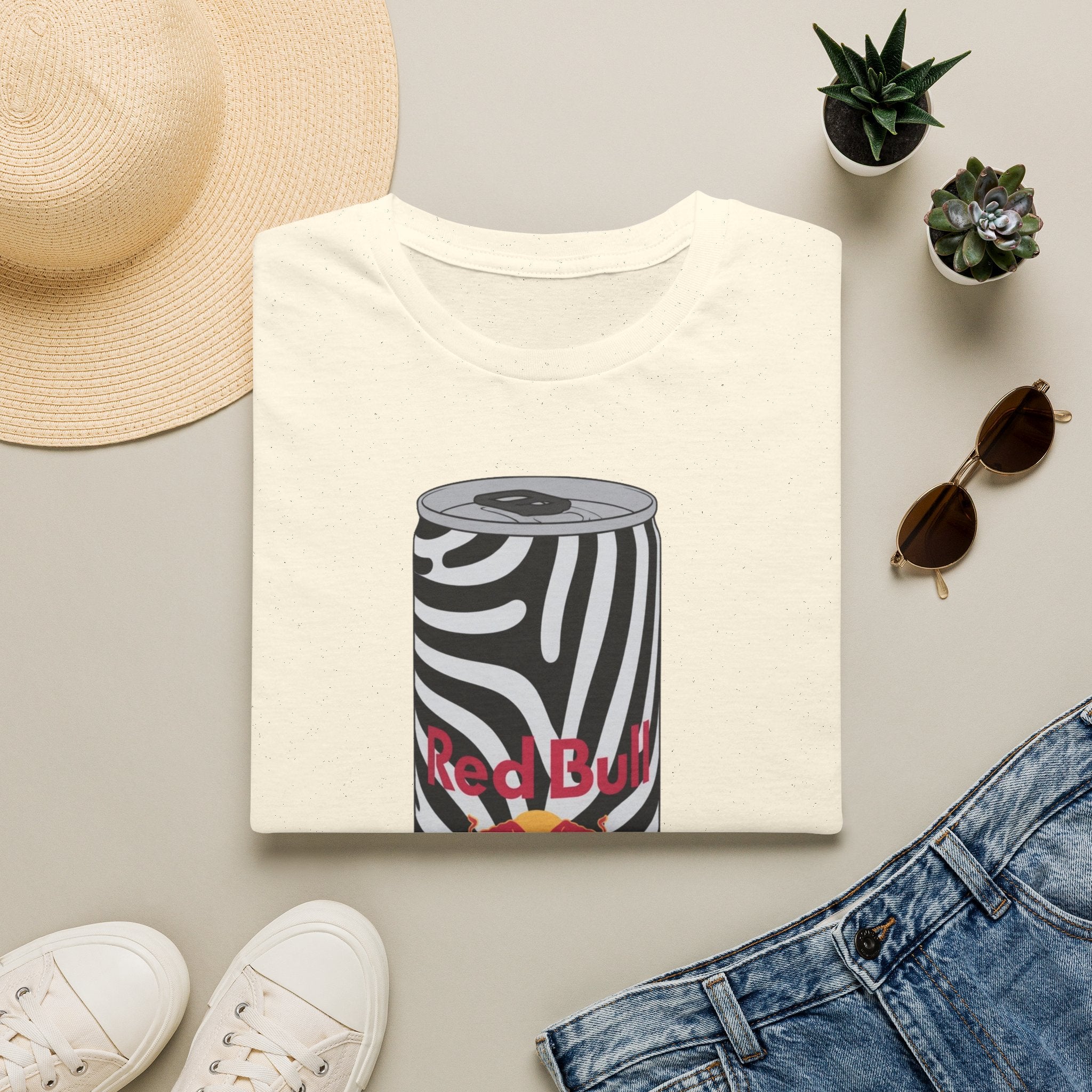 Zebra Can Graphic T-Shirt — Bold Retro Energy Drink Design