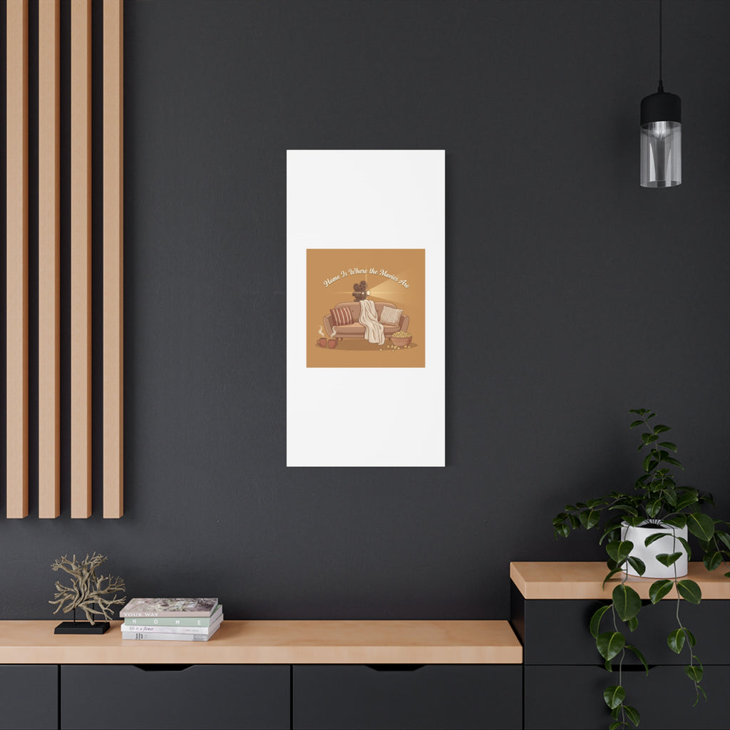 Home Is Where the Movies Are Canvas | cozy night art, home cinema decor