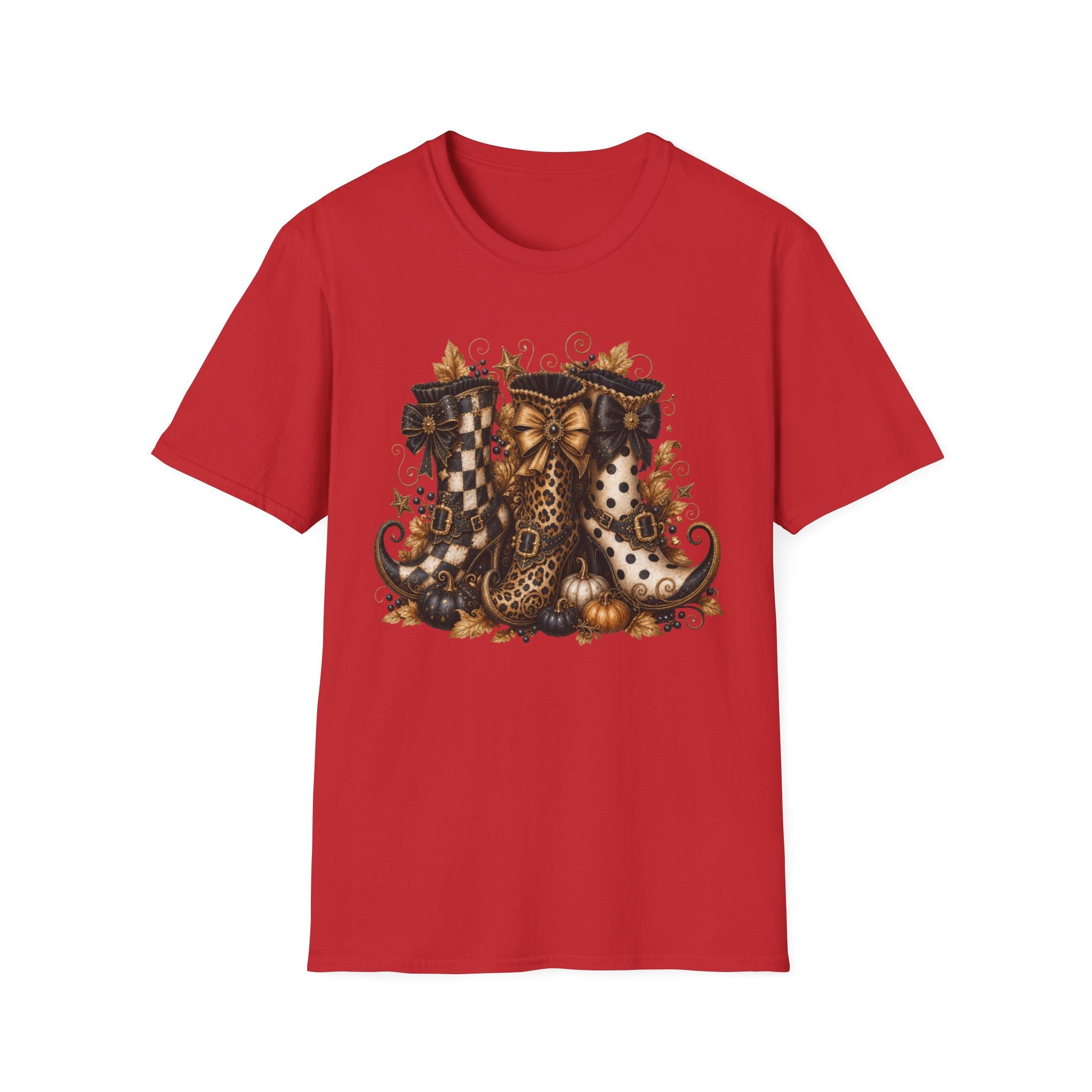 Leopard & Plaid Fall Boots Graphic T-Shirt