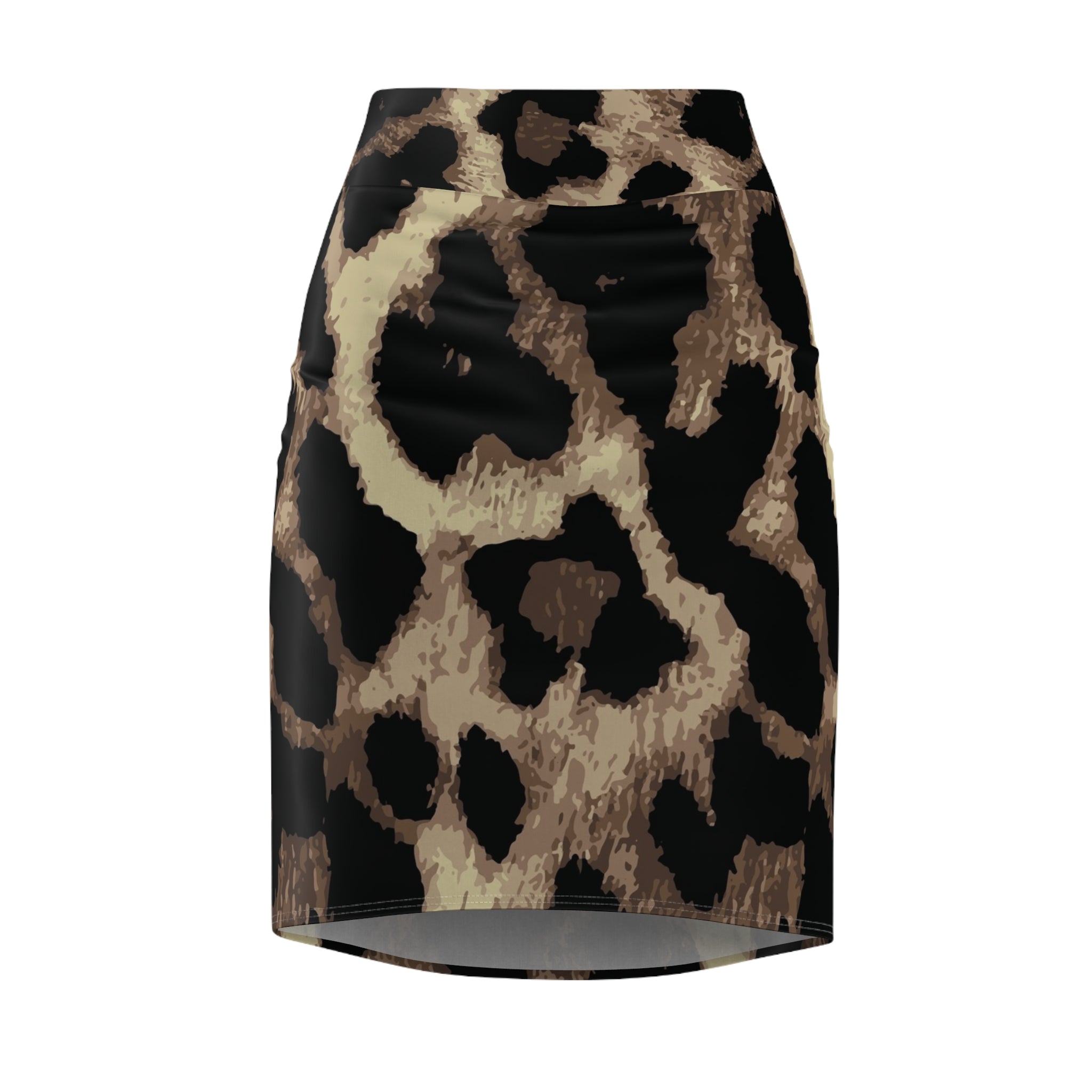 Leopard Print Pencil Skirt — Women's Animal Print High-Waist AOP